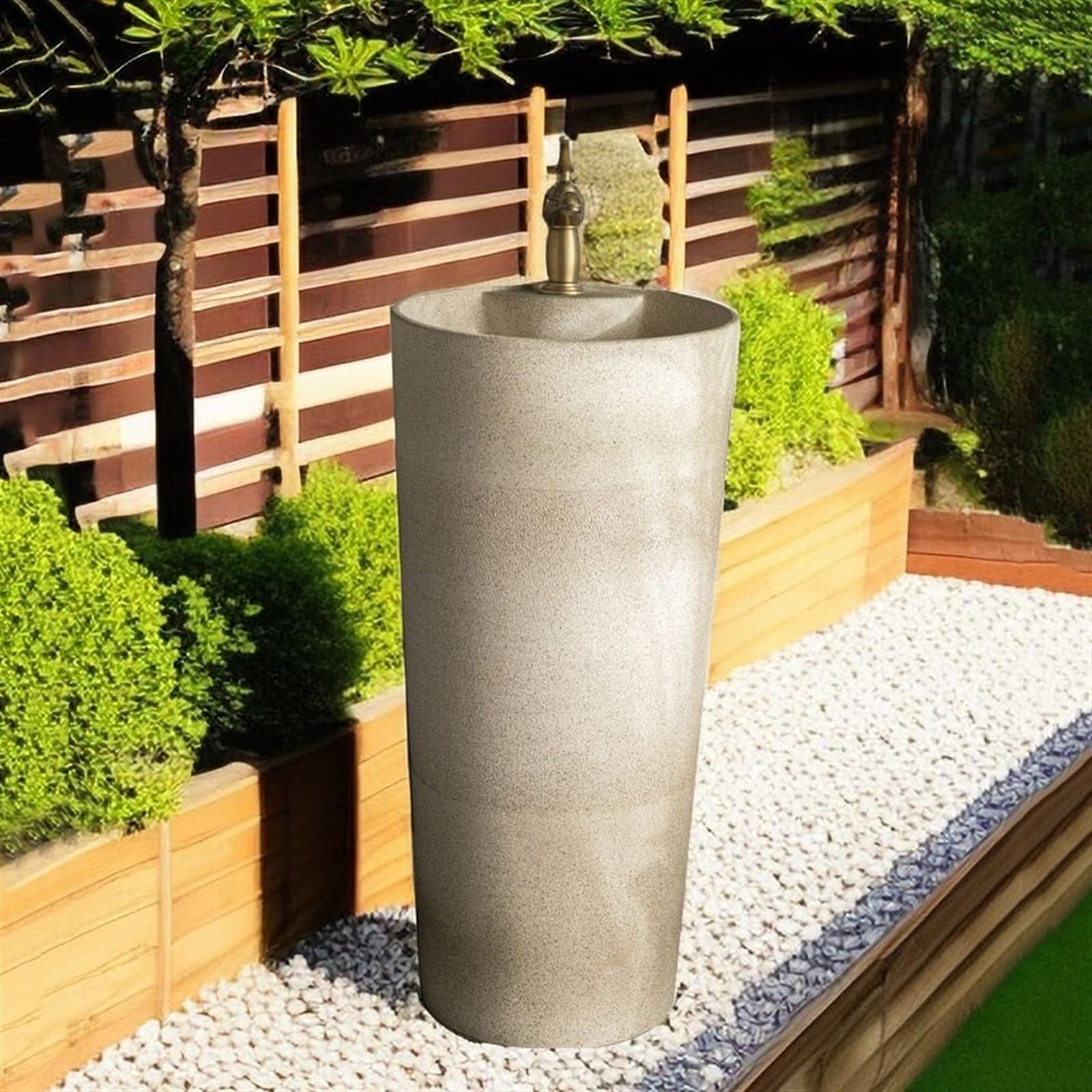 Umywalka na cokole, zewnętrzna ceramiczna umywalka kolumnowa, jednoczęściowa umywalka na cokole z jednym otworem na baterię, umywalka stojąca na balkonie, łazienka, umywa,A