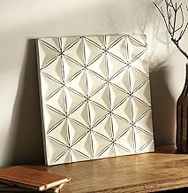 DESIGNER LIBRARY- 16 Inch Diamond Flower Carved Wall Panel | Wooden Wall Hanging Plaque Hand Carved Wall Art For Living Room Made By MDF Faux Wood With Pure White Finish. (Pure_White)