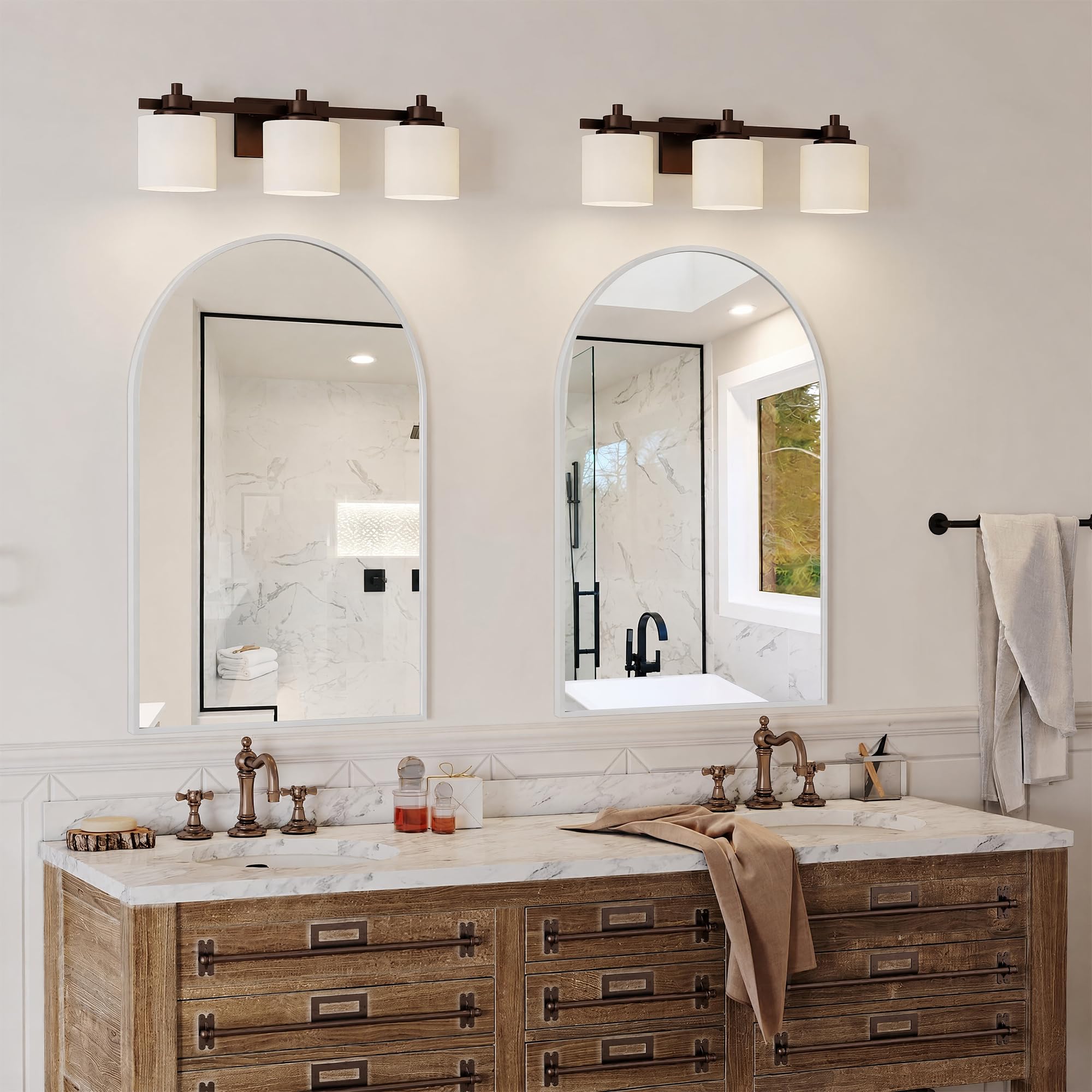 Miroir Arche,Miroir Salle de Bain 91 x 61 cm,Miroir Mural Blanc