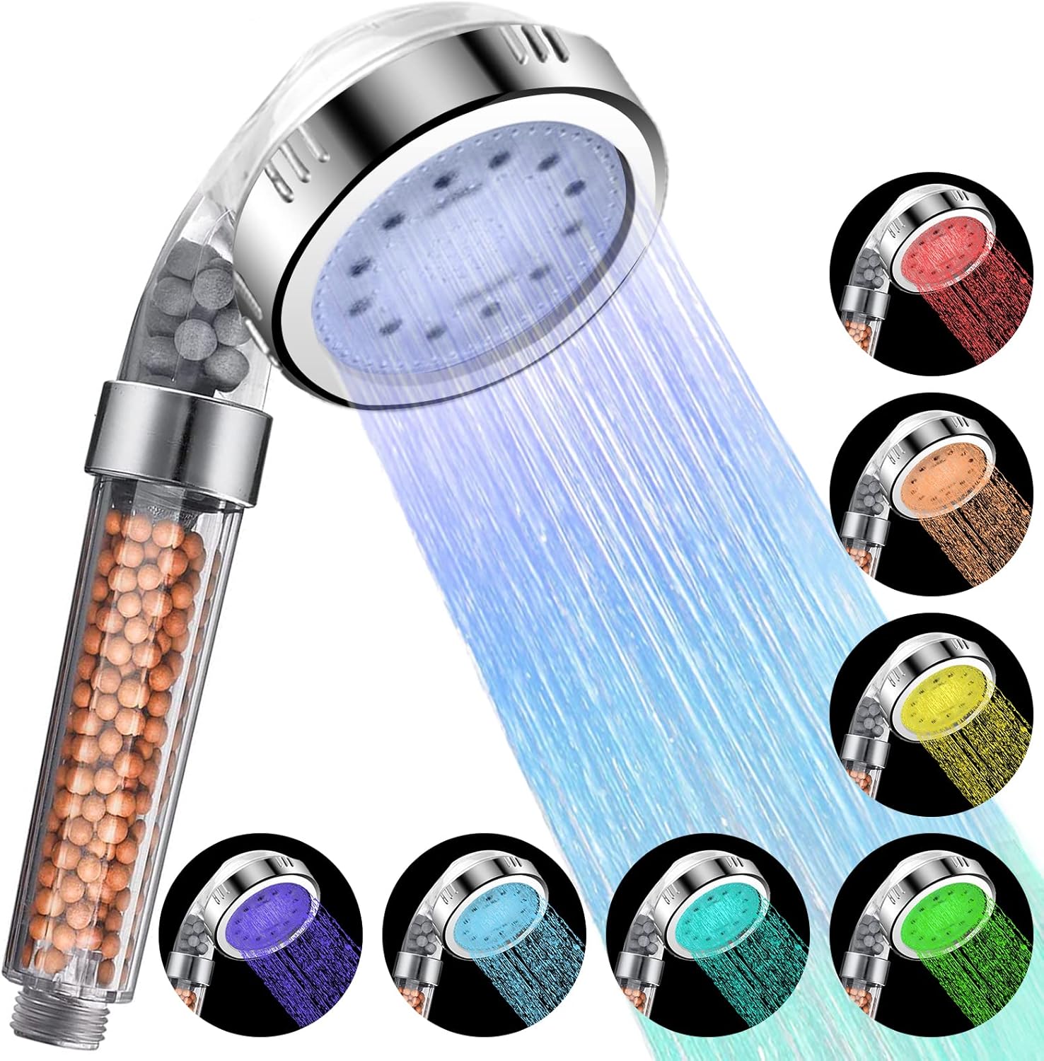 Luxsego LED Shower Head with 7 Color Changing Lights, High
