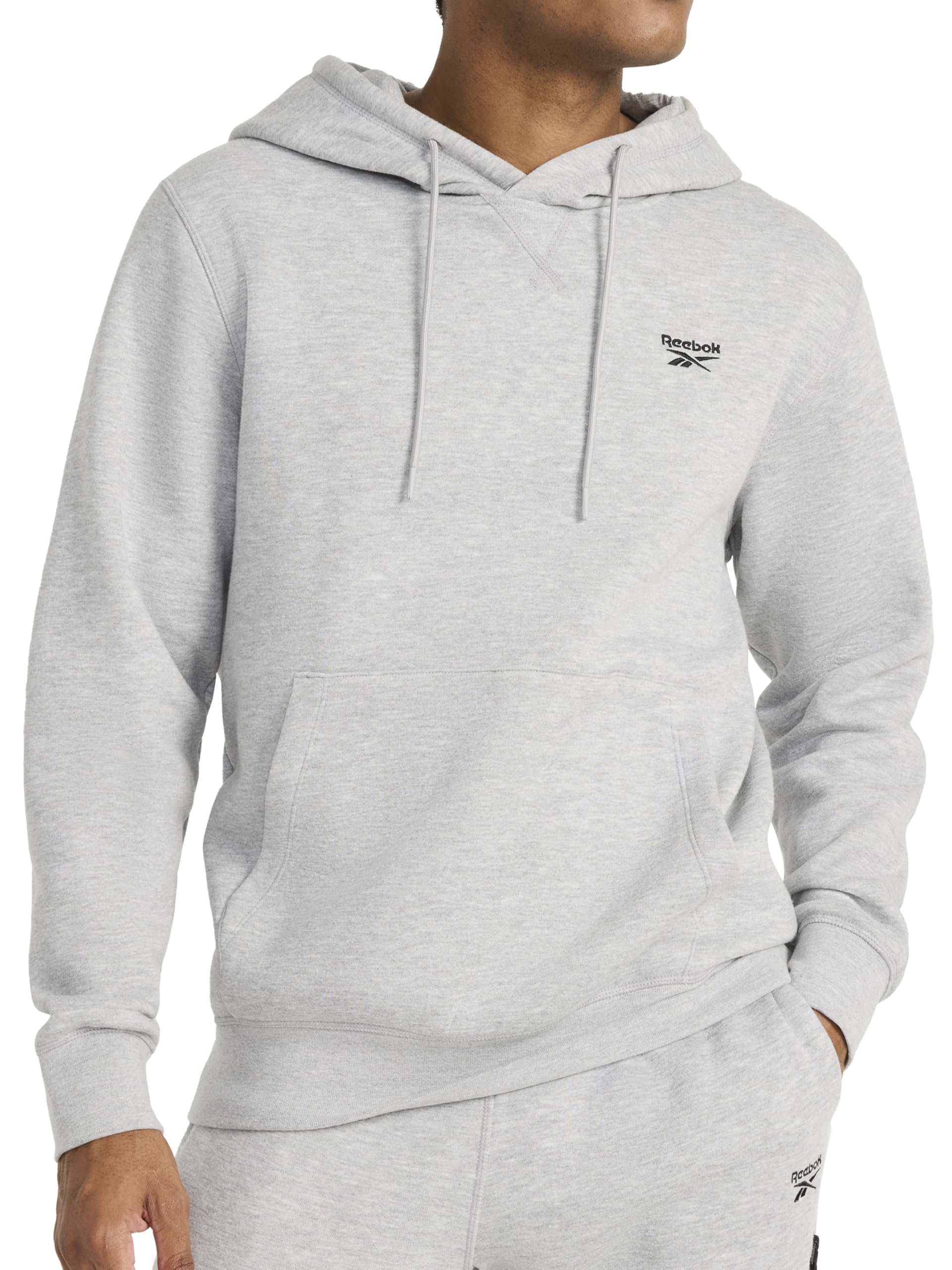 Reebok Men's Grey Heather Apparel Sideline Set, Standard Fit, Lightweight Cotton-Poly Fleece Fabric, Large