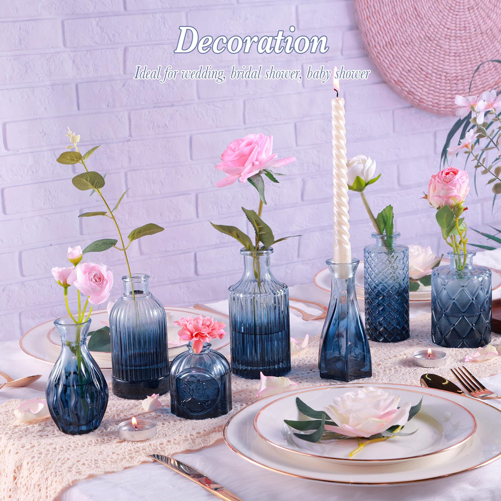 SUPMIND Lot De 12 Vases En Verre Pour Centres De Table, Mini Vases Vintage Pour Décorations De Mariage Rustiques, FVSBLA12P005