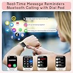 Smart Watch pour les femmes Compatible iPhone Android 30+ Durée de vie des batteries de jour 1.85" Smartwatch avec marque/réponse, fréquence cardiaque,SpO2,Moniteur de sommeil, 120+Sport Mode Fitness Tracker 1000mAh, Rose & Blanc/Don