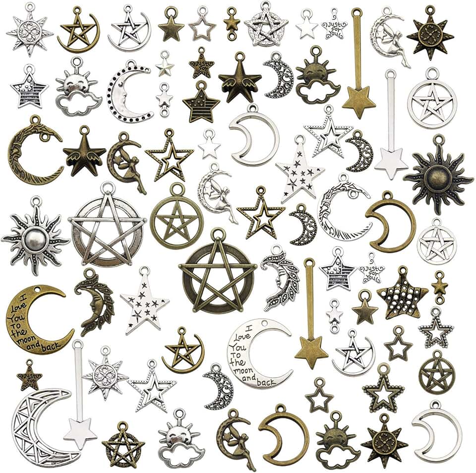 Antique Sun Moon Star Charms for Crafts