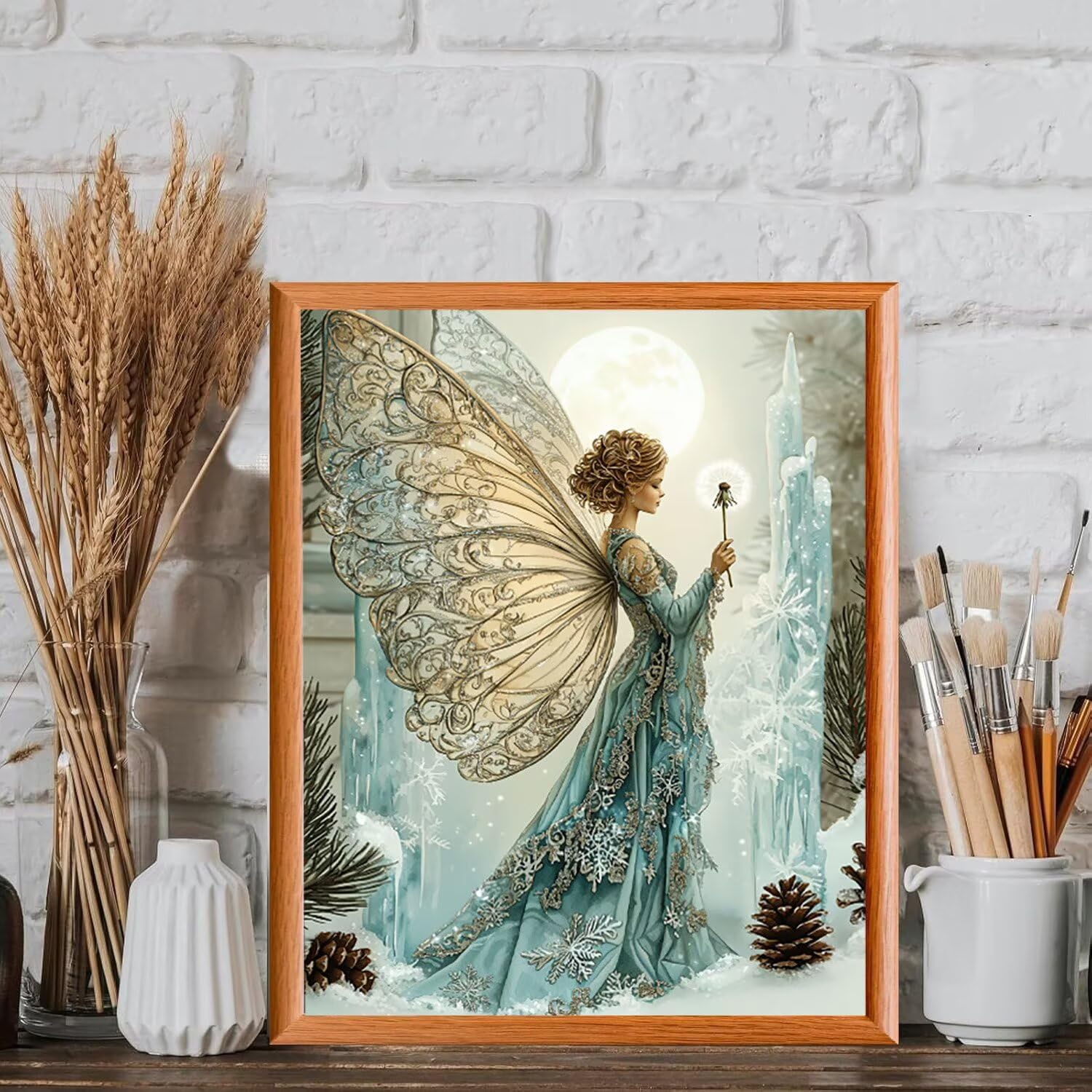 WEISHIWE Malen nach Zahlen Erwachsene Schmetterlingsfee, 70x90cm x-382 | Malen nach Zahlen Erwachsene Leinwand Kit, DIY Handgemalt Ölgemälde Set mit 3-Pinseln und Acrylfarbe für Wanddeko,Ohne Rahmen