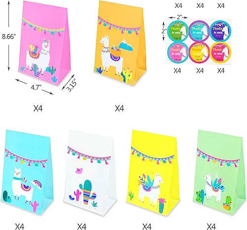Miniatura 2 de MOAXMOA Bolsas de regalo para fiesta de llamas, cactus, bolsas de regalo para fiesta de México, bolsas temáticas para baby shower, suministros para