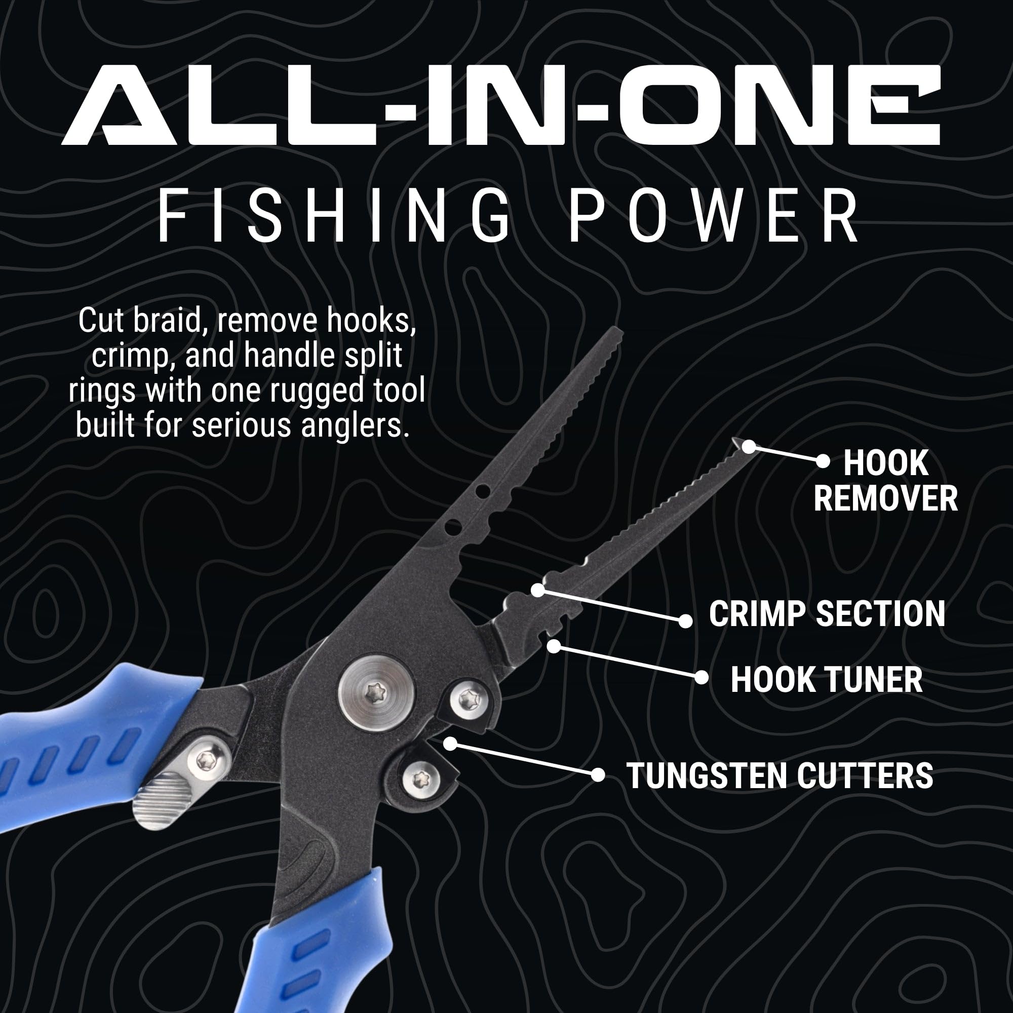 Reaction Tackle Pince de pêche en acier inoxydable de 17,8 cm et 22,9 cm – Pince à anneau fendu ou à bec droit avec coupe-tresse, extracteur de crochet et pince à sertir – Pince de pêche en eau salée