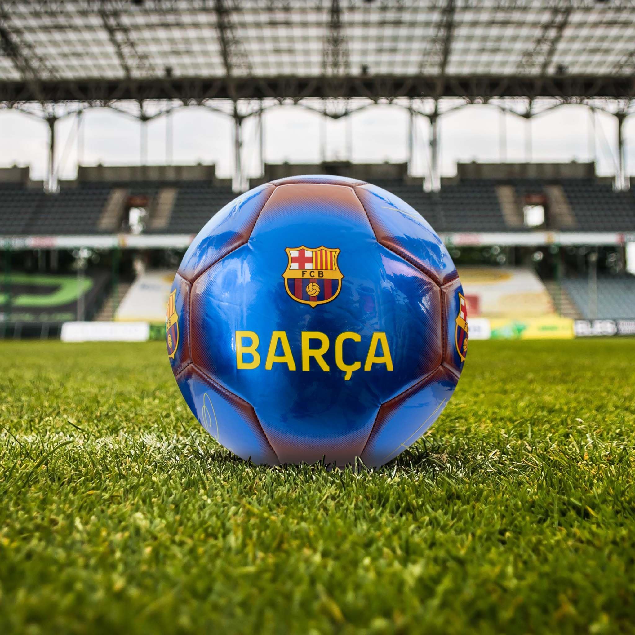 Hy-Pro Oficjalnie licencjonowana piłka nożna FC Barcelona Classic Signature, metaliczna, rozmiar 5, Barca, trening, mecz, towar, kolekcja dla dzieci i dorosłych, niebieski/czerwony