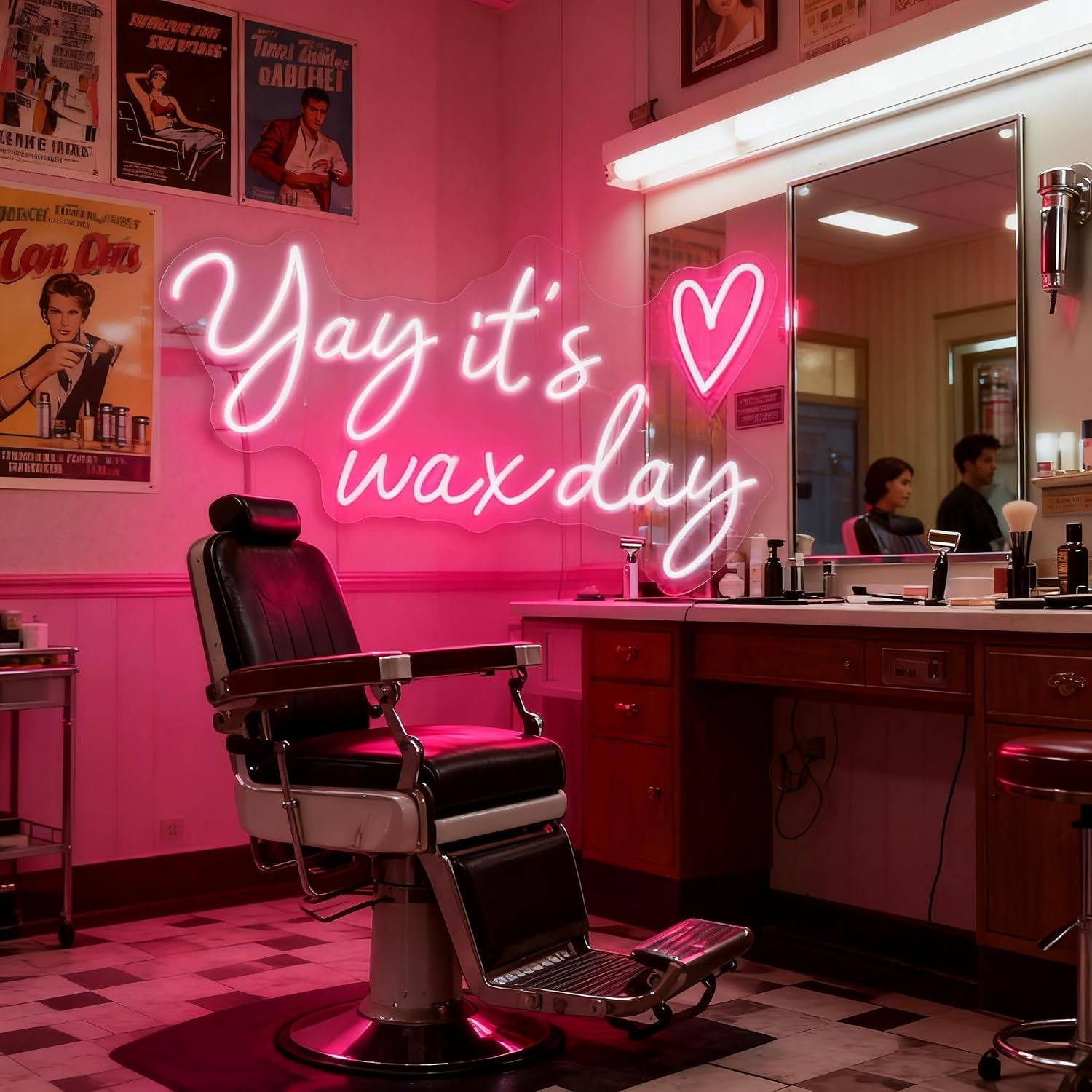 Yay It's Wax Day Heart Neon Sign, Custom Wax Room LED Neon Light Beauty Salon Spa Hair Bar Wall Decor Wedding Decoration Business Sign