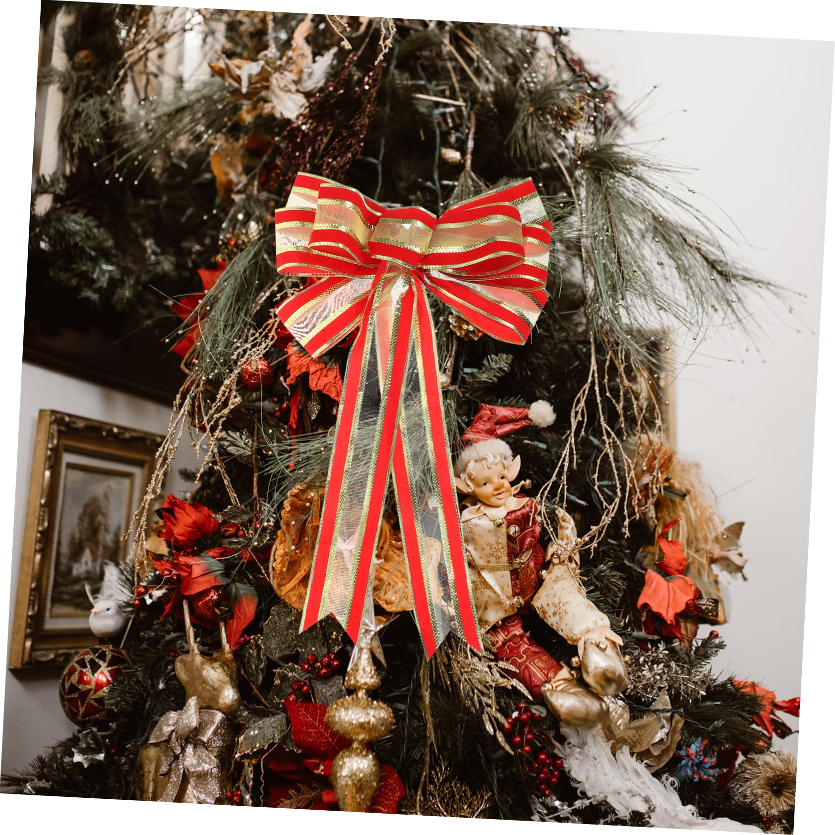 Ciieeo 3st Bogen-anhänger Winterschleife Für Die Haustür Weihnachtsbaum-schleifenspitze Rot Weihnachtsbaumschleifen Schranktür-bandschleife Christbaumschmuck Weihnachtsschmuck Stoff