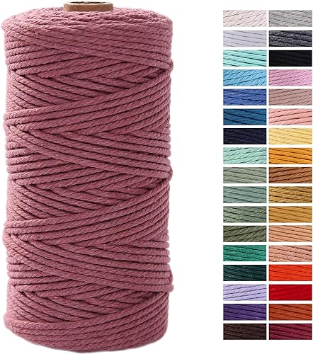 Miniatura 123 de Cuerda de macramé gris de 0.118 in x 109 yardas, cuerda de algodón de colores para colgar en la pared, colgadores de plantas, manualidades, tejer