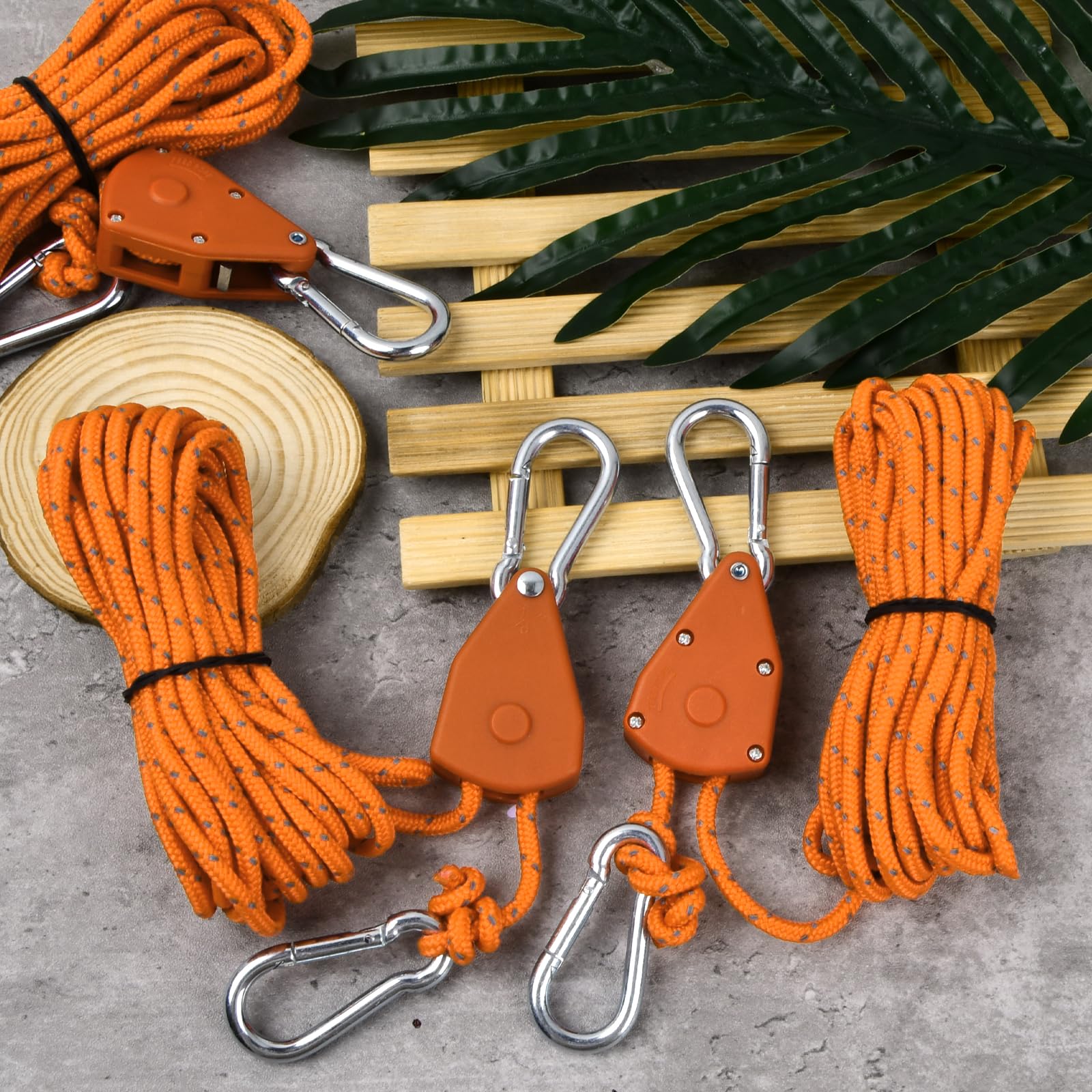 Catime 4 szt. Odblaskowa lina namiotowa z napinaczem, 6 mm namioty Guy Rope, nylonowa lina, namiot Paracord do lampy roślinnej, wędrówki, na zewnątrz (pomarańczowy)