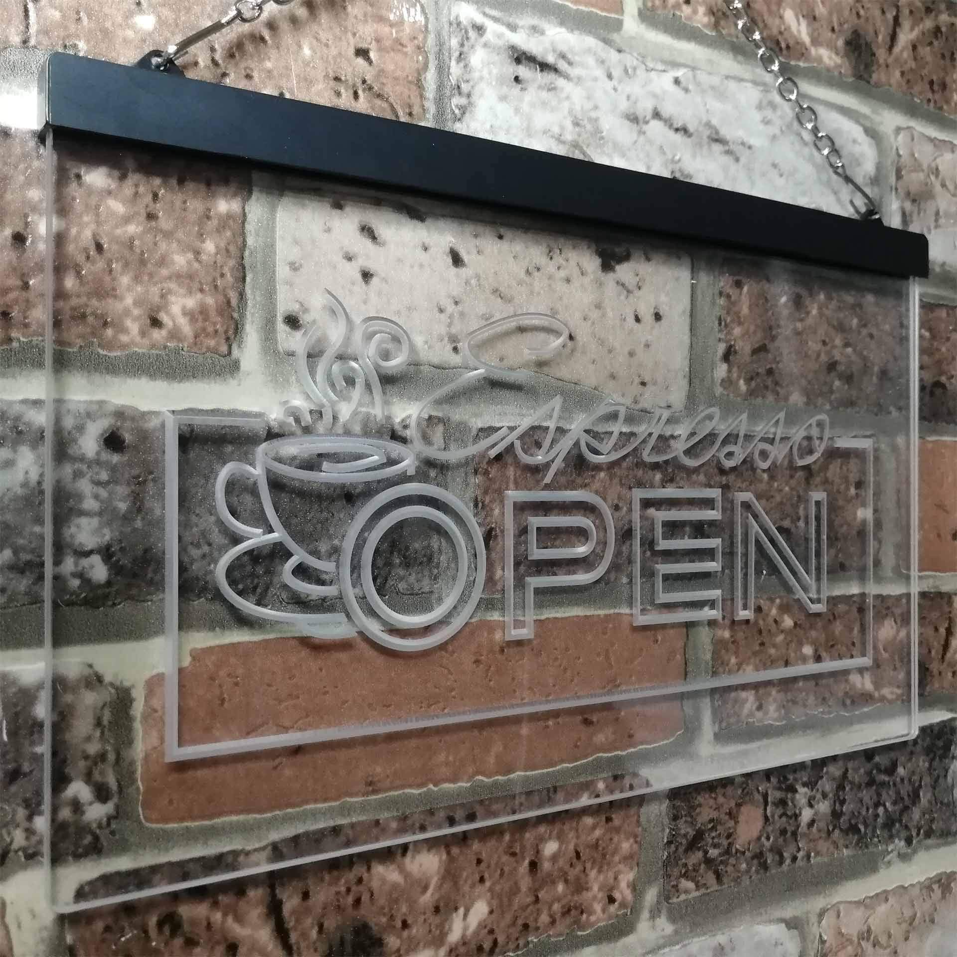 Espresso Coffee Shop Open Dual Color LED Enseigne Lumineuse Neon Sign Blanc et bleu 600 x 400mm st6s64-i0020-wb