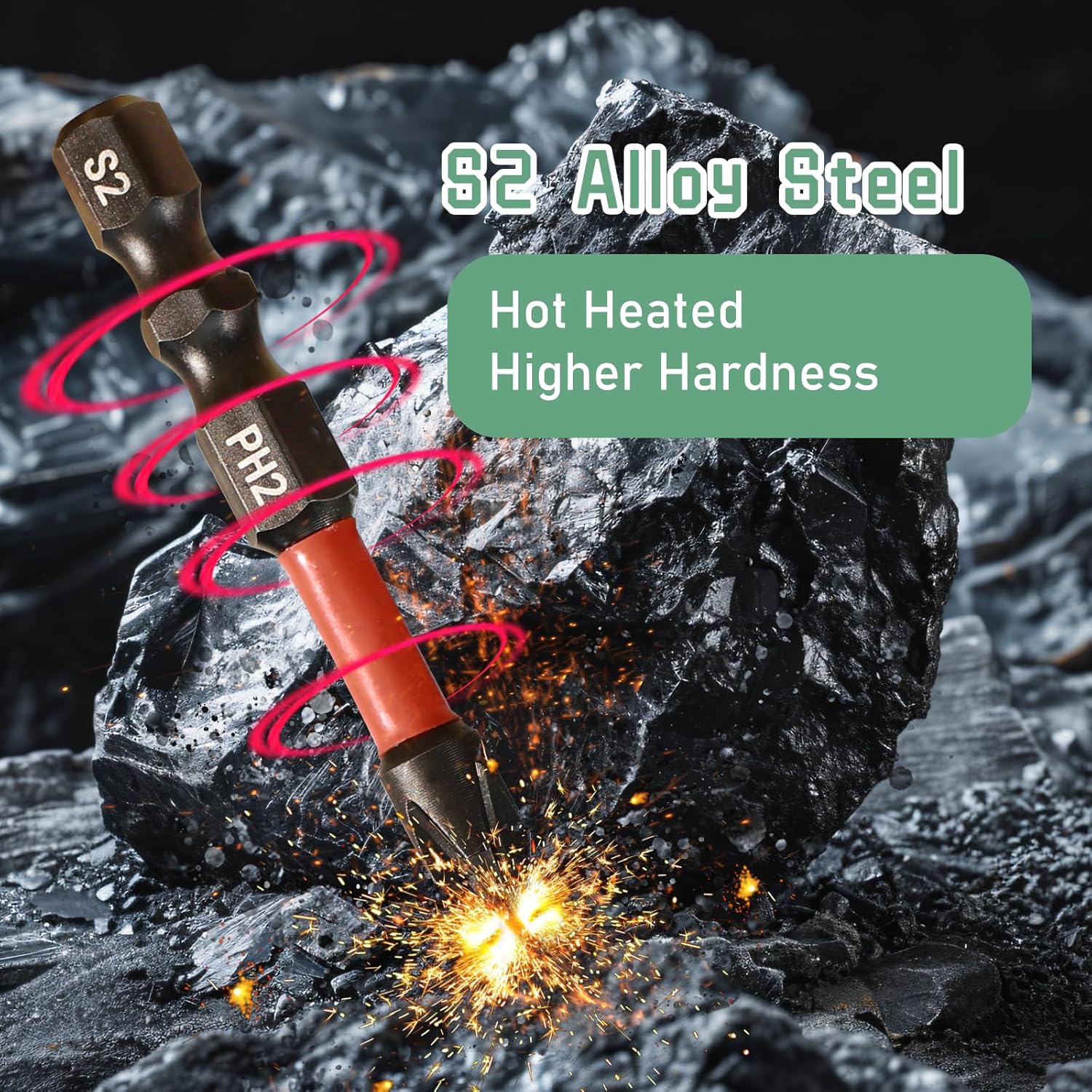 Impact #2 Phillips Screwdriver Bit Set, 10 Pieces 2” S2 Steel Magnetic PH2 Tips Driver Power Bit Set with Organizer Case