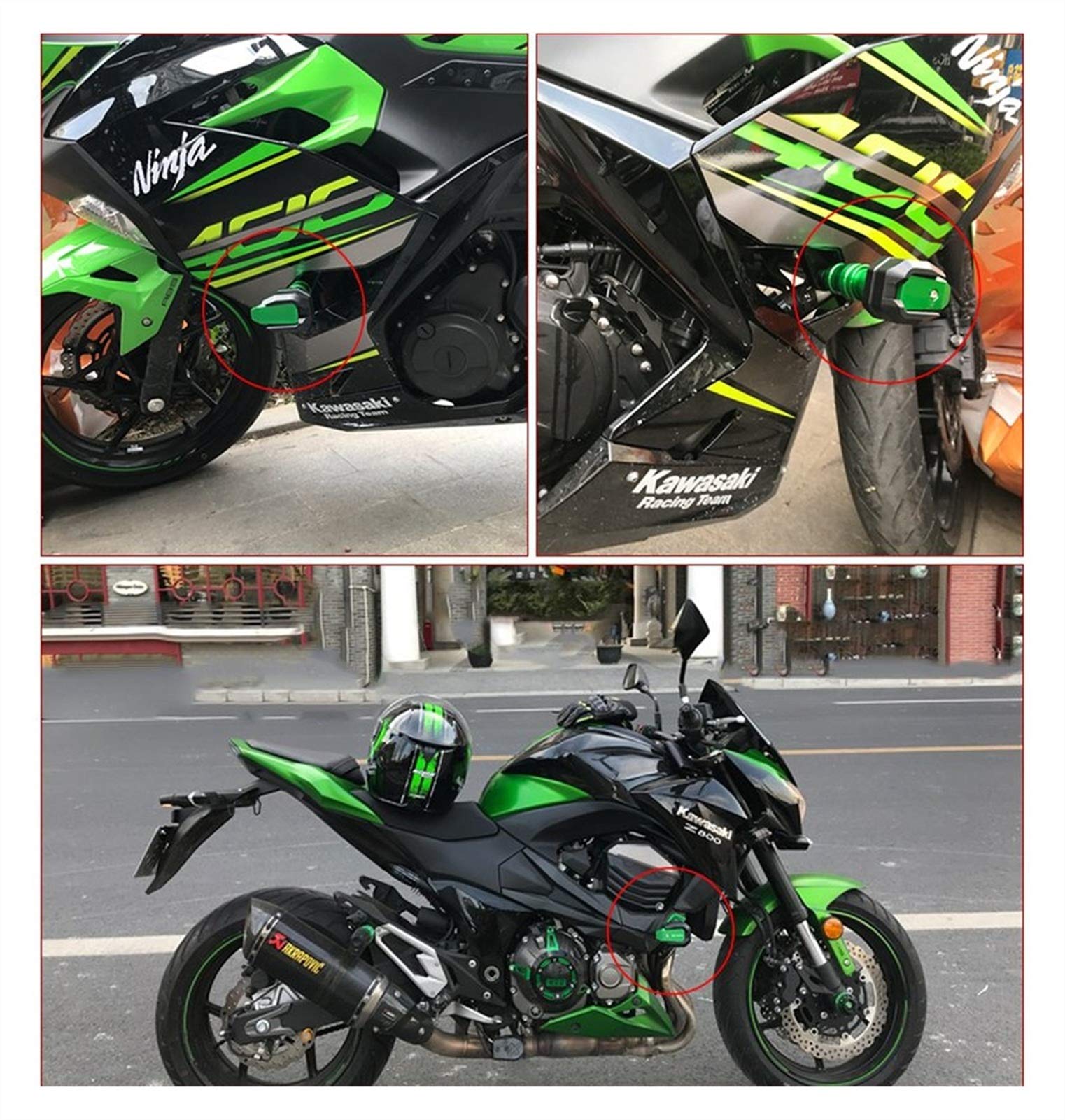 Do KAWASAKI NINJA250SL NINJA 250 SL Slider Frame Sliders osłona silnika osłona ochronna przed upadkiem ochrona przed upadkiem suwak ramy (kolor: Zielony)
