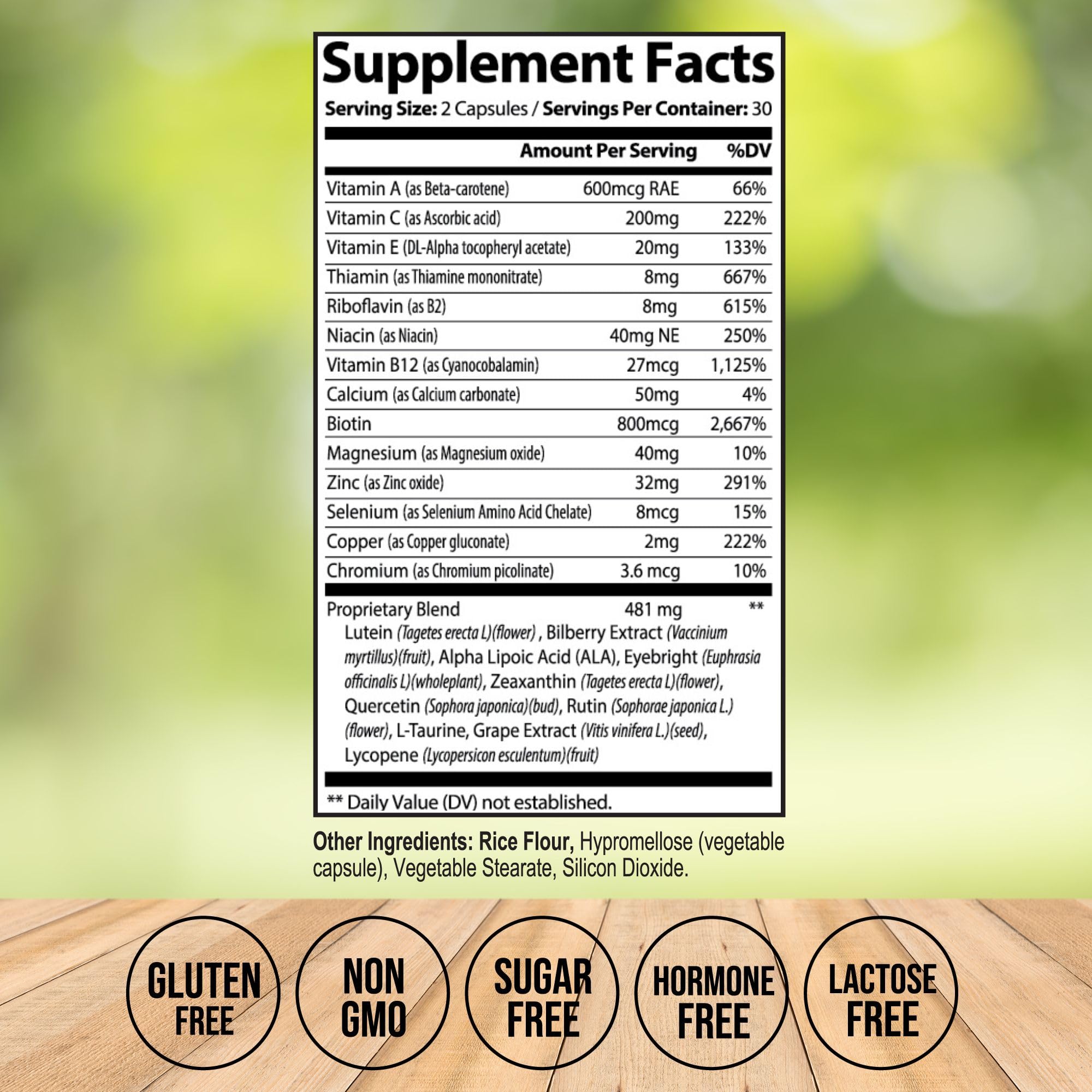 Vision Plus Complete Eye Supplements for Adults – Eye Vitamins for Seniors with Lutein, Bilberry, and Zeaxanthin – Eye Vitamin and Mineral Supplement for Clarity and Sight Care – 60 Capsules — Amazon image 3