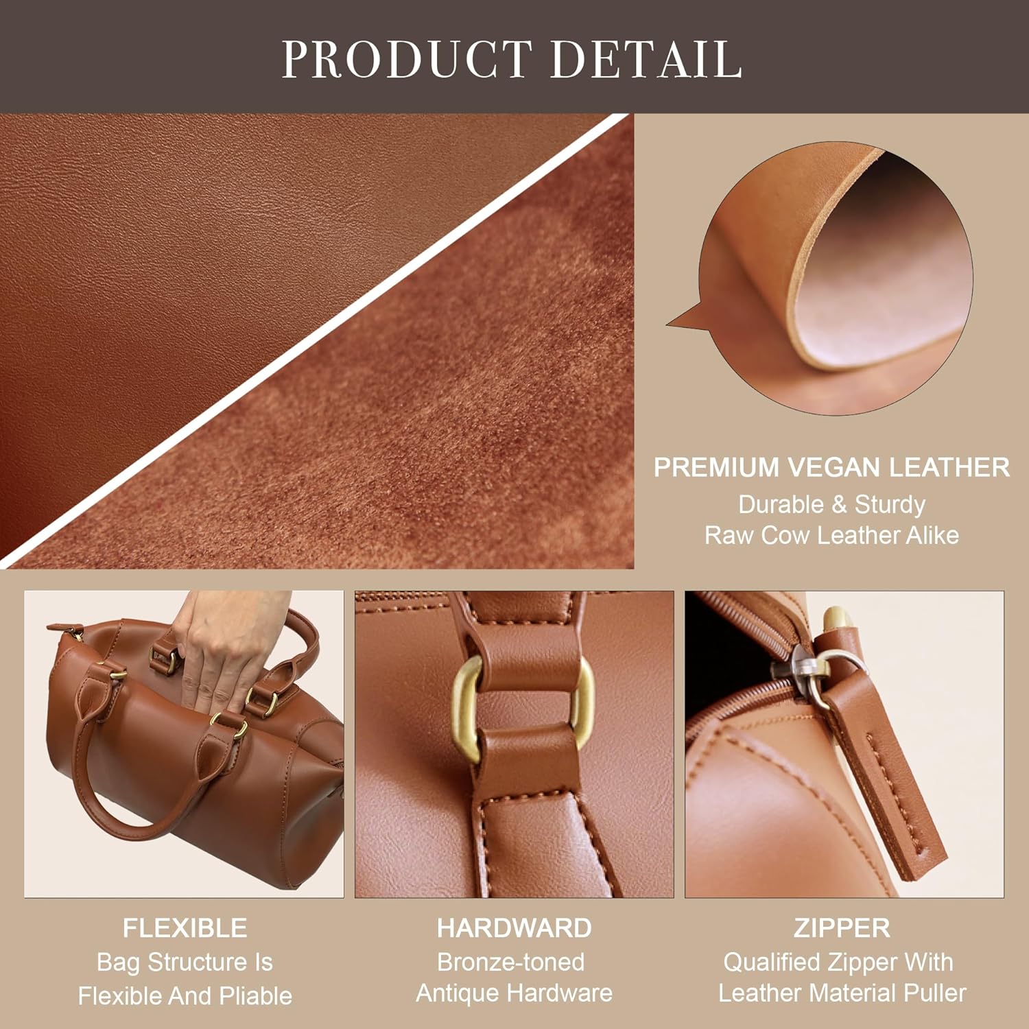 SUNLIGHT LEAVES Vegan Leather Boston Bag For Women Vintage Top Handle Satchel Retro Purse Classic Simple Shoulder Handbag - Image 5