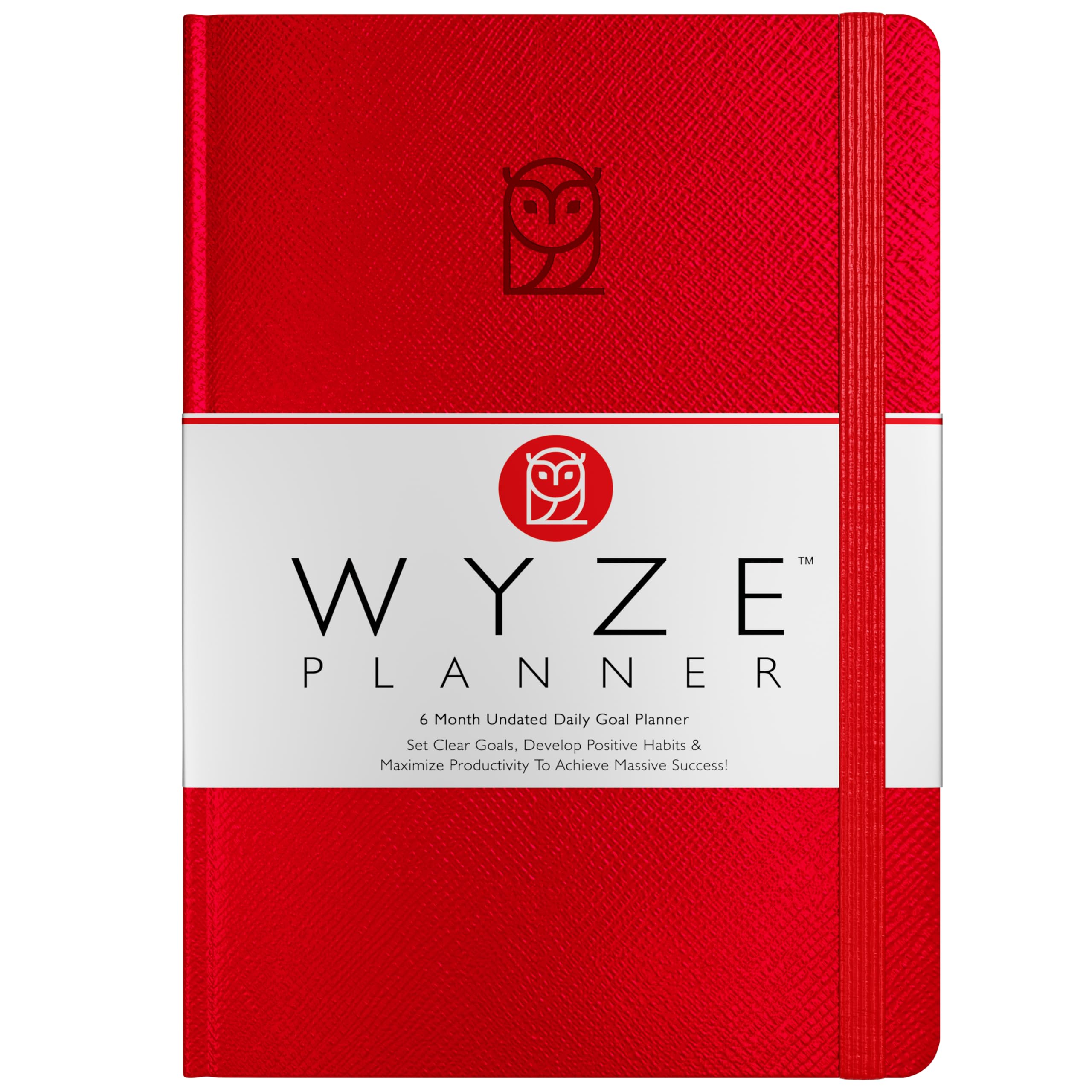 Undated Daily Planner – 6-Month A5 Productivity Organizer with Full Page Per Day, Hourly Schedule, Goal Setting, Habit Tracker, Weekly & Monthly Pages – Hardcover Time Management Notebook (Red)