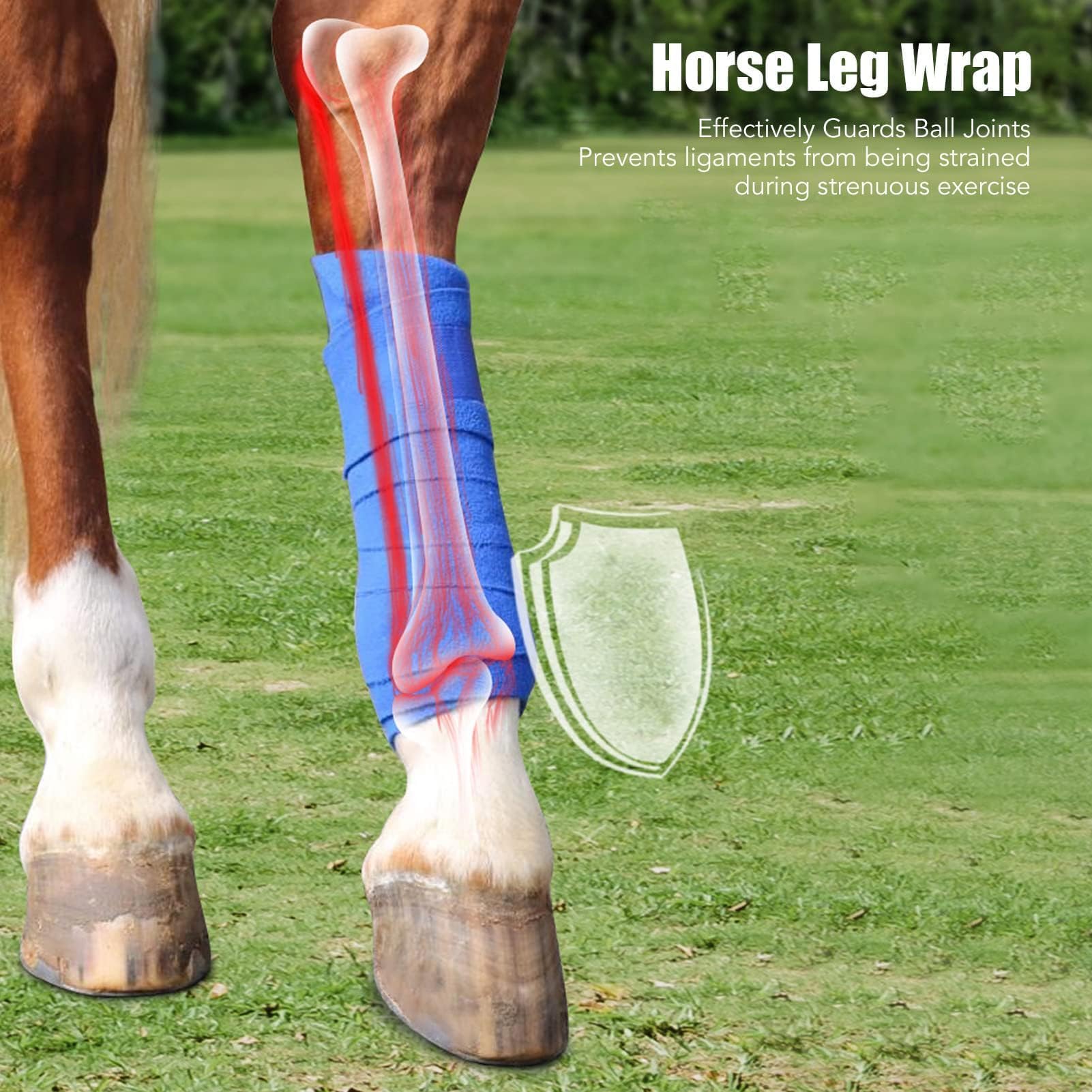 4PCS Horse Leg Wraps, 250cm X 12cm/98.4in X 4.7in Horse Leg Guard Classic Bandage for Horses Breathable Joint Ball Protection Horse Leg Bandage