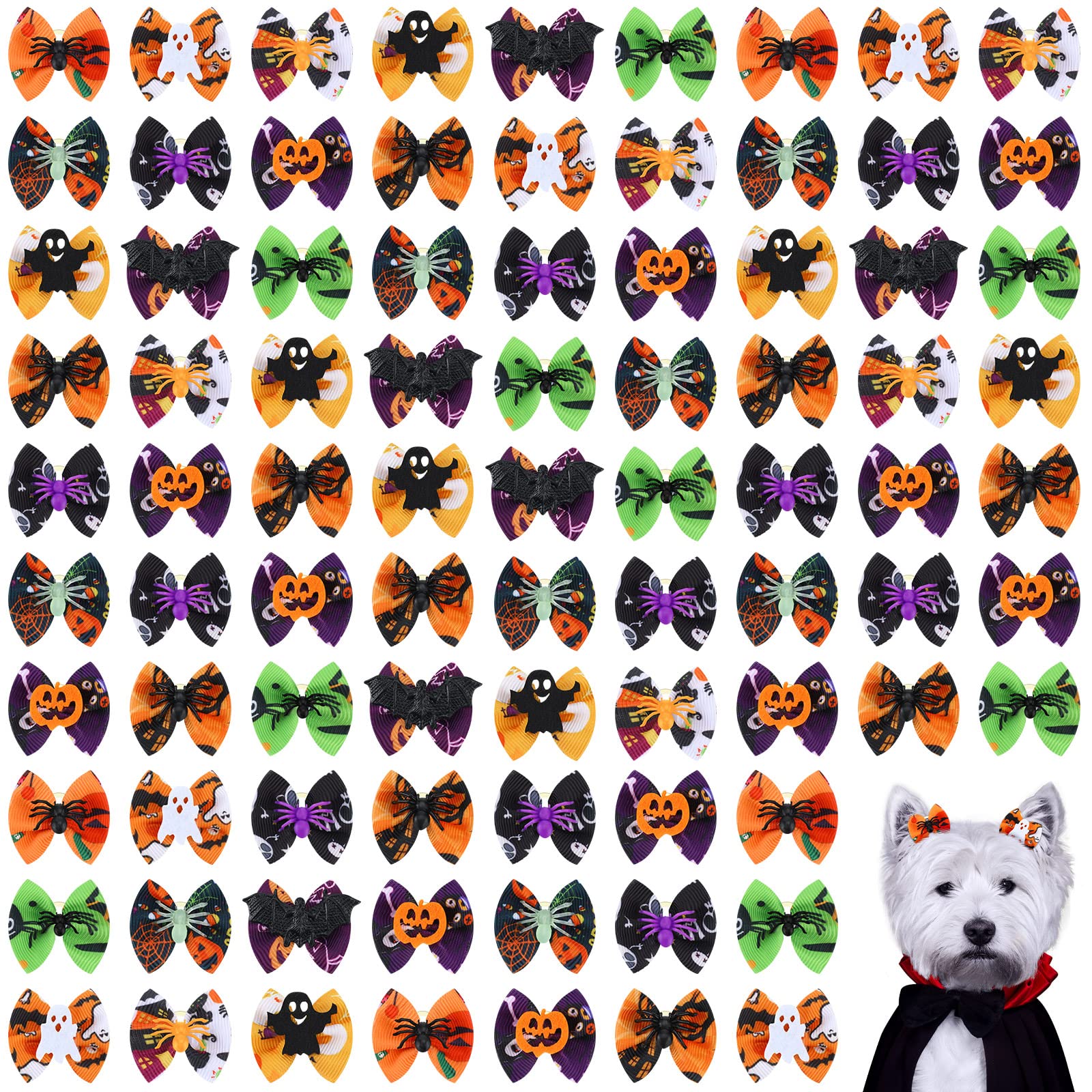 Nœuds pour cheveux de chien avec élastiques pour toilettage d'automne et Noël
