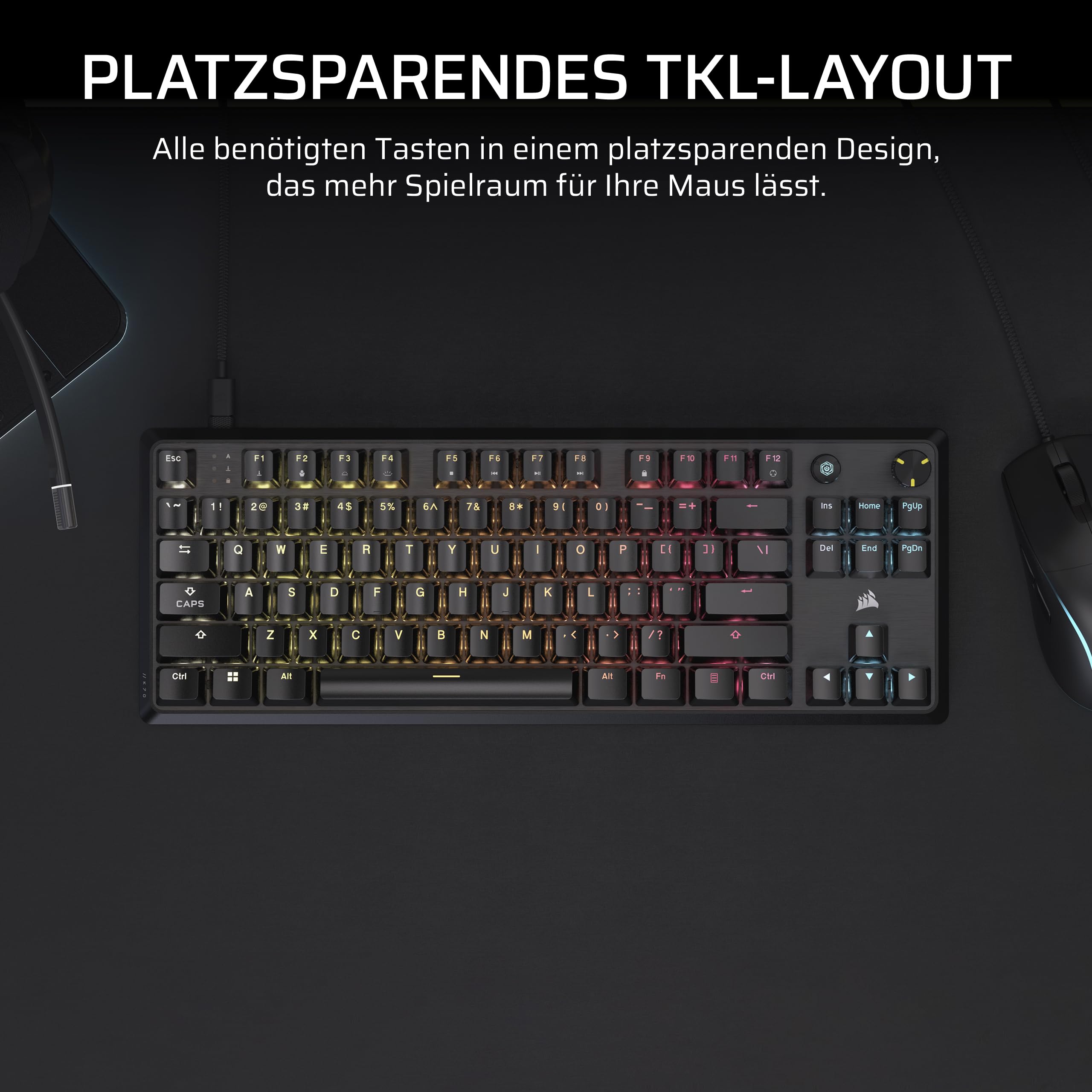 Corsair K70 CORE TKL RGB Mechanische Gaming-Tastatur, Schwarz
