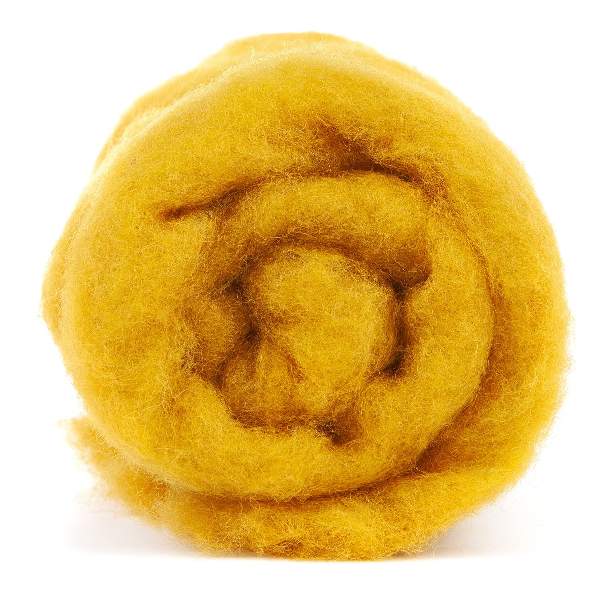 Maori Wool Carded Batting for Needle Felting, 3.5 oz, Saffron Yellow