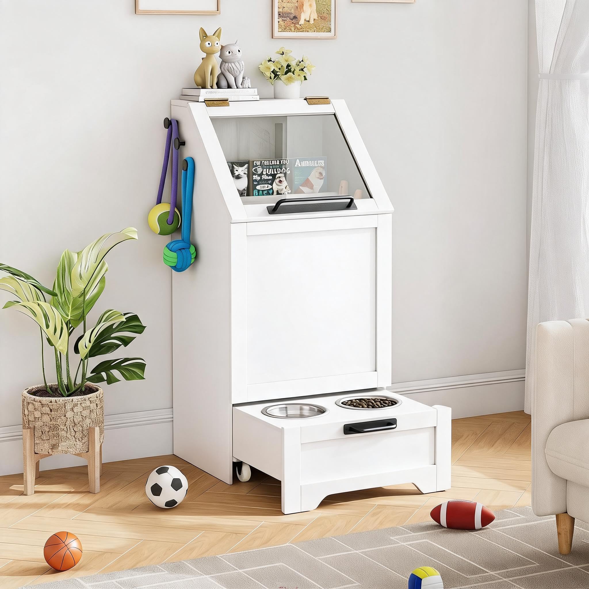 Garvee Estación de alimentación para perros con mueble contenedor para