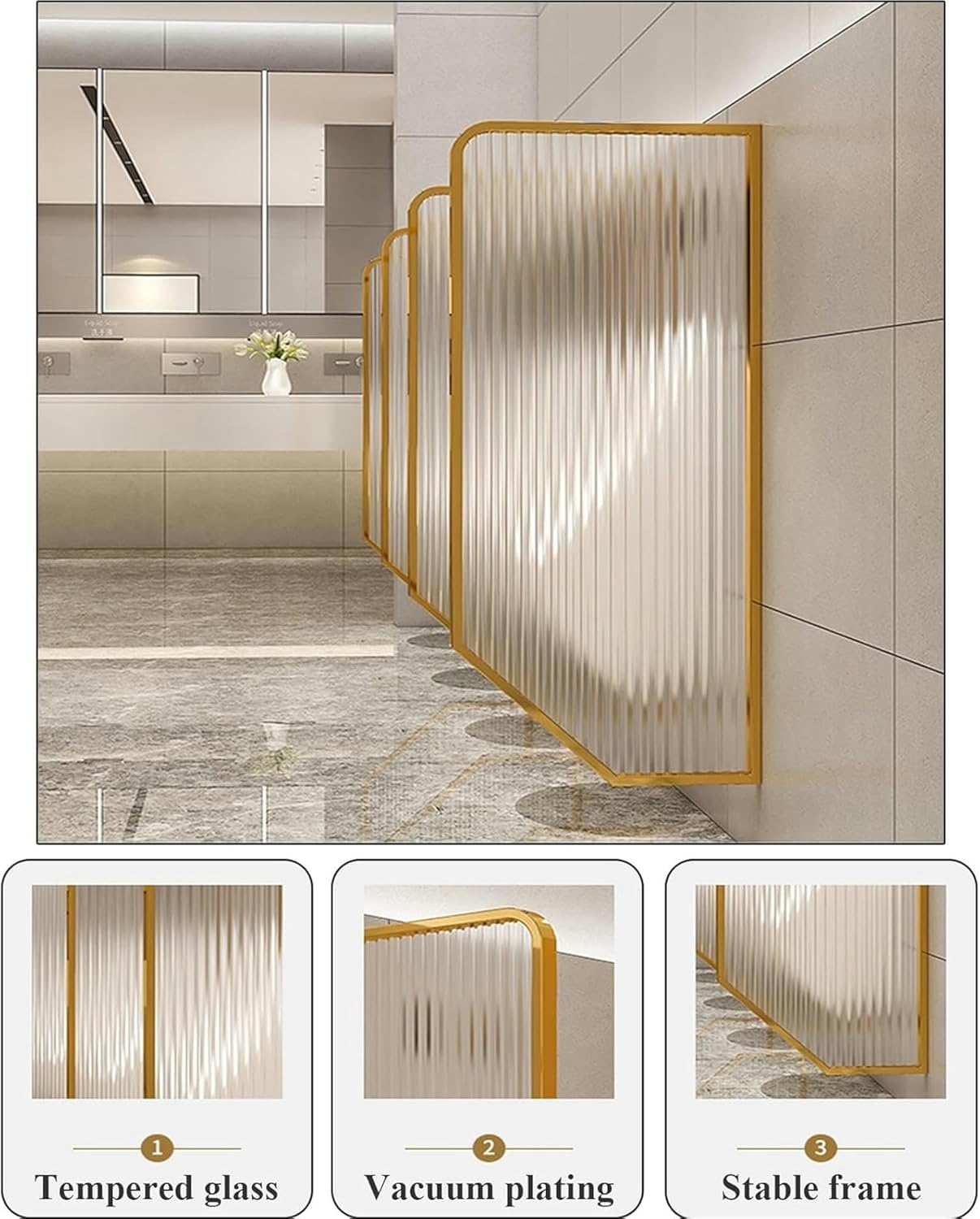 Urinal Partition Divider with Stainless Steel Frame,Urinal Privacy Screen,Wall-Mounted Urinal Partition Divider,Urinal Divider Screen Panel,Mens Urinal Privacy Screen for Bathroom/Hotel/Public(Color