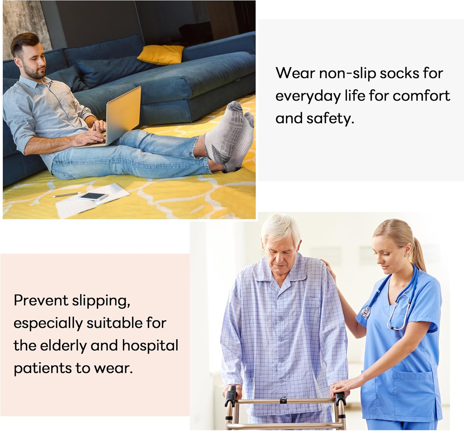 GRPSKCOS Mens Grip Socks 3 Pairs Non Slip Socks for Mens Pilates Yoga Hospital House Sock Size 6-14 - Image 6