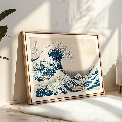 Miniatura 4 de Poster Master Póster de ilustración  Impresión náutica retro  La gran ola, océano, barcos, aguas azules, japonés  Arte de pared sin marco de 11 x 14