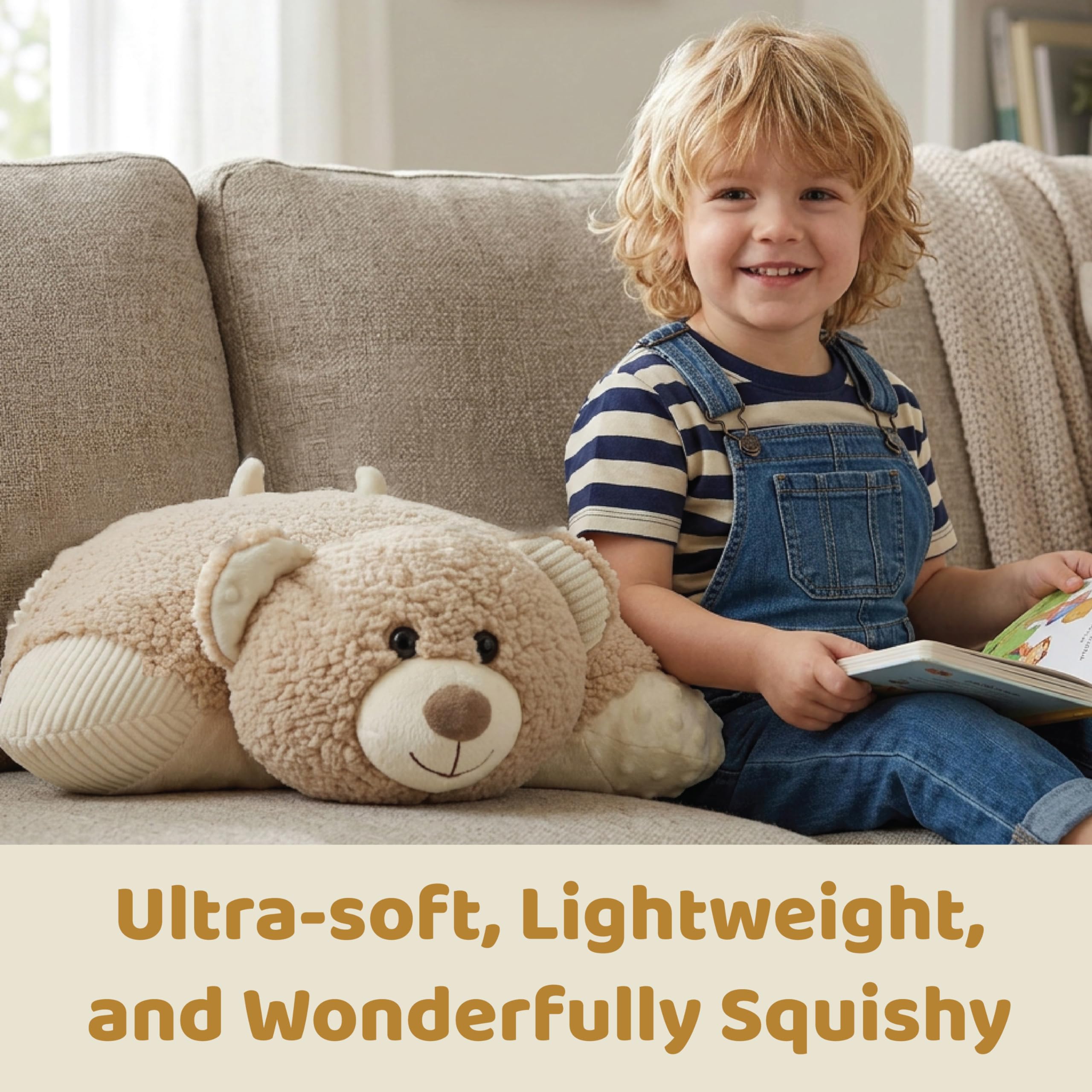 Pillow Pets Hiro Bear, Peluche con Peso de 3.5 Libras