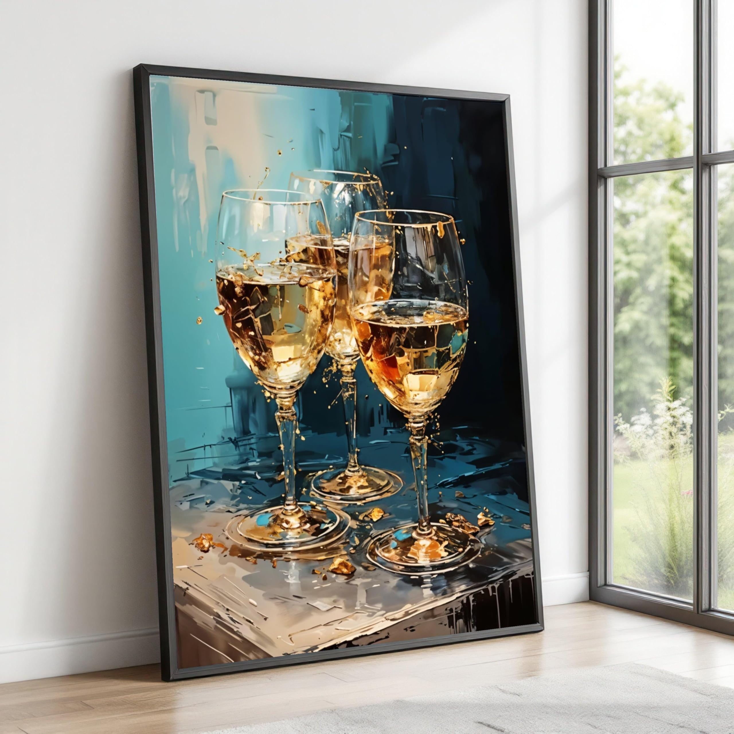 Tableau verre à vin blanc prêt à accrocher déco murale bar - 8