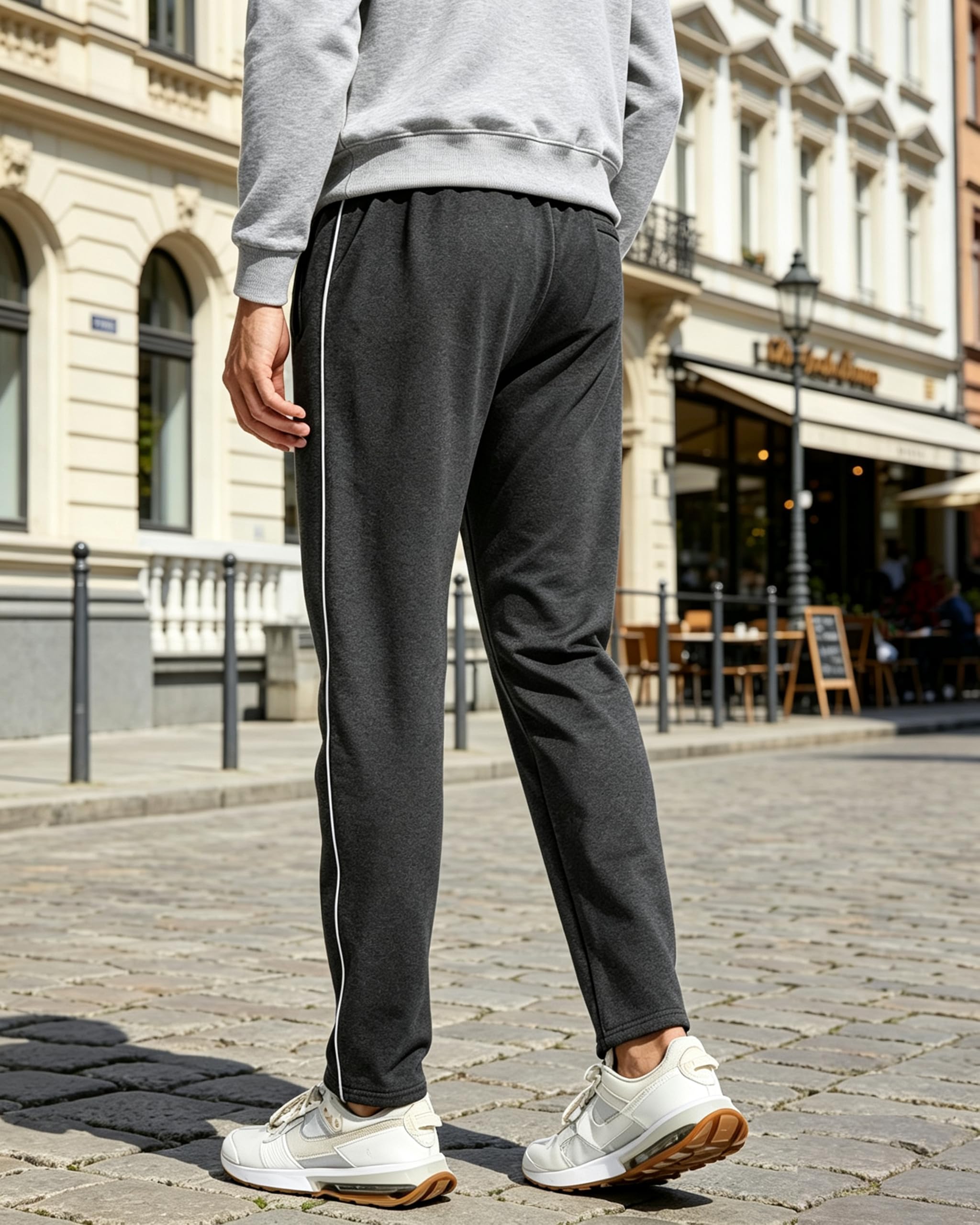 Jogginghose Herren Baumwolle mit 3 Reißverschlusstaschen | Sporthose Herren Lange Sweathose Atmungsaktiv Freizeithose Trainingshose mit Reißverschlusstaschen