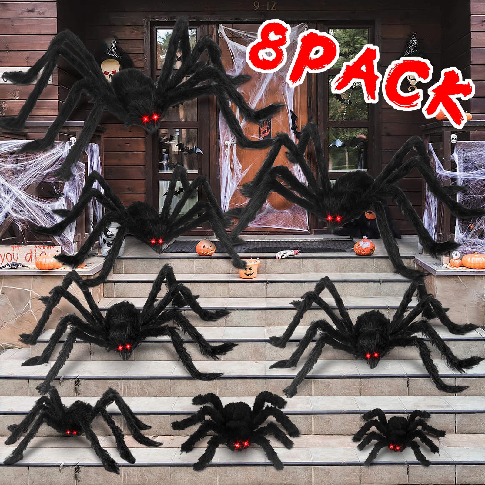 Amazon.co.jp: Acina ハロウィン スパイダーデコレーション 8点 リアル