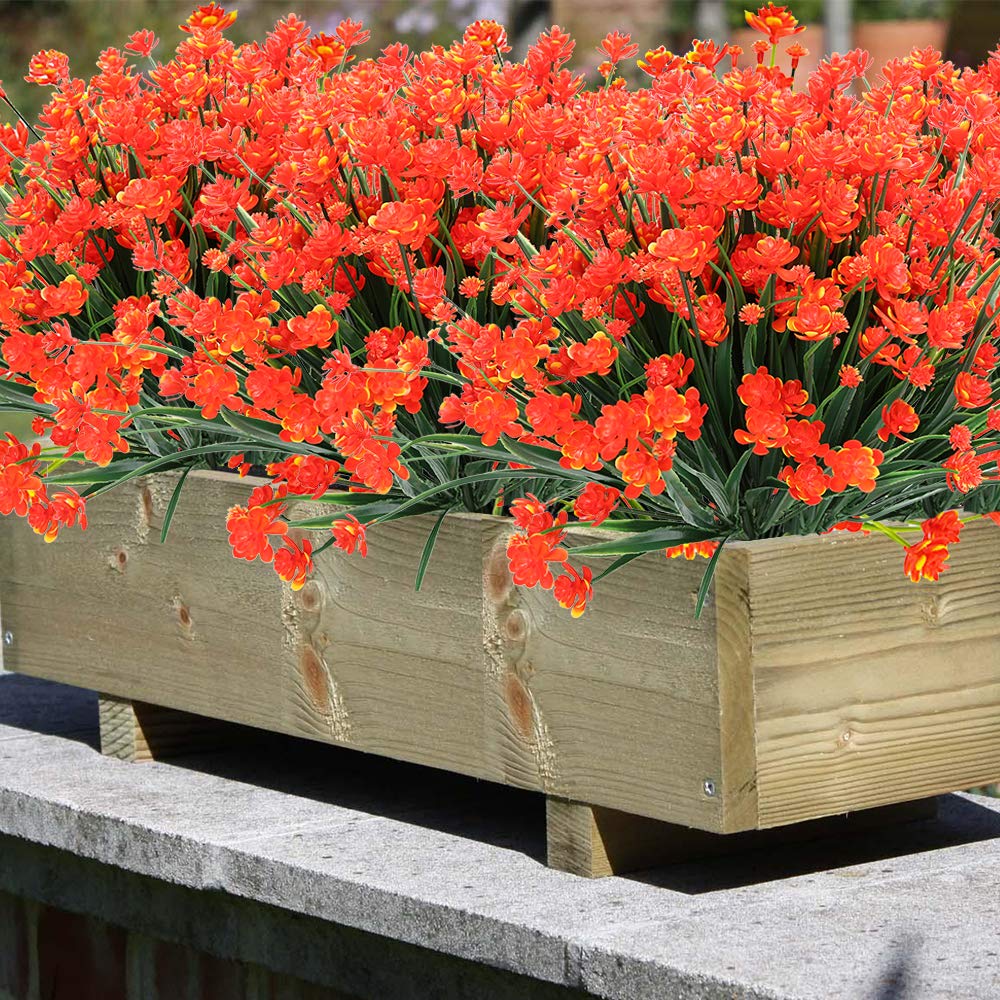 20 Paquetes de Flores Artificiales para Exteriores, arbustos Resistentes a los Rayos UV, vegetación de plástico sintético para Plantas Colgantes de Interior y Exterior, jardín, Porche,