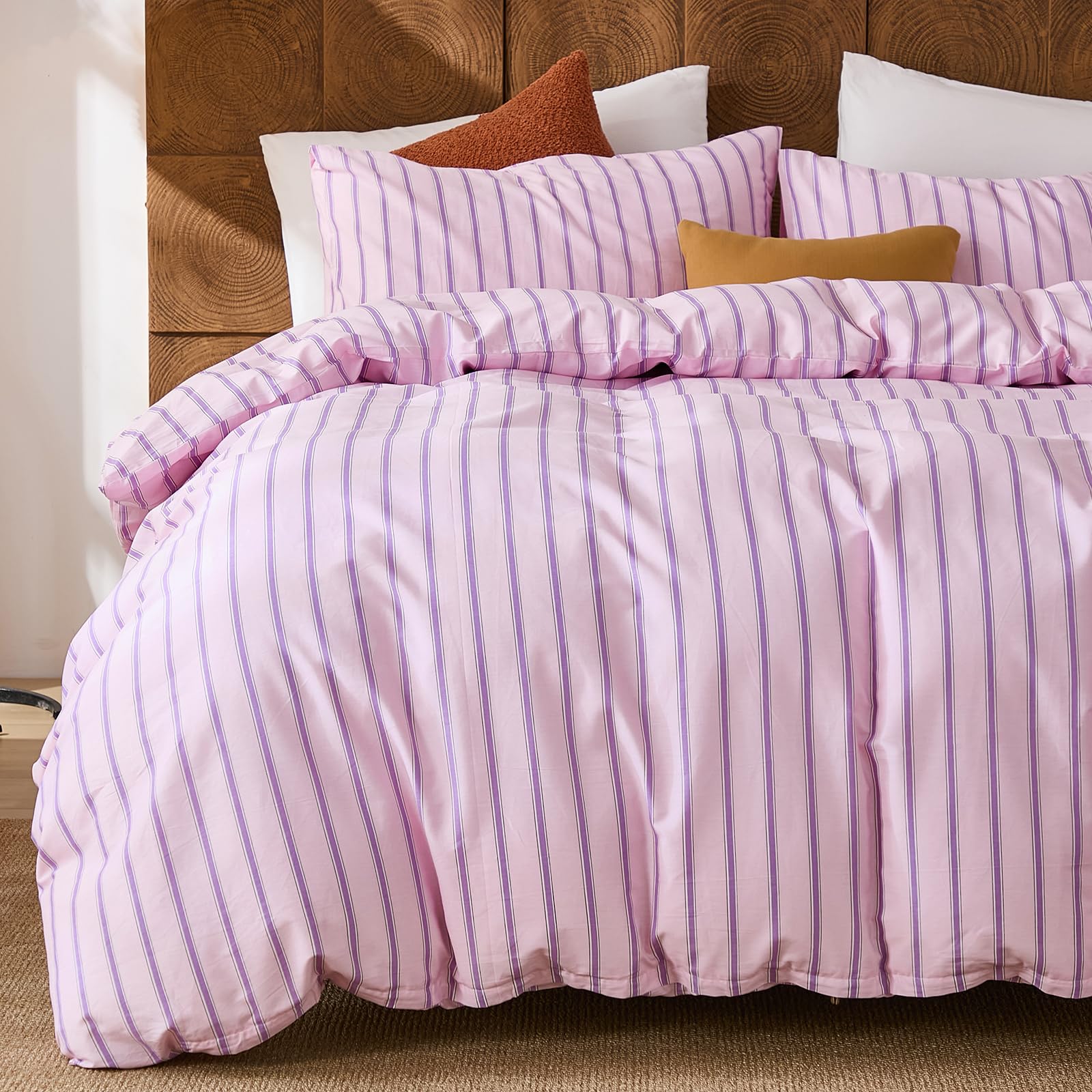 Housse de couette rose et violette Herside pour lit simple toutes saisons