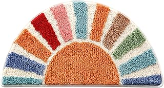 Boho Bathroom Rugs Cute Half Circle Bath Mat 16x30 Inch, Soft and Absorb...