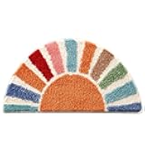 Moutina Boho Bathroom Rugs Cute Half Circle Bath Mat 16x30 Inch, Soft and Absorbent Tufted Bohemian Sun Bath Mat Non Slip Washable, Boho Bathroom Decor Rug Colorful Decorations