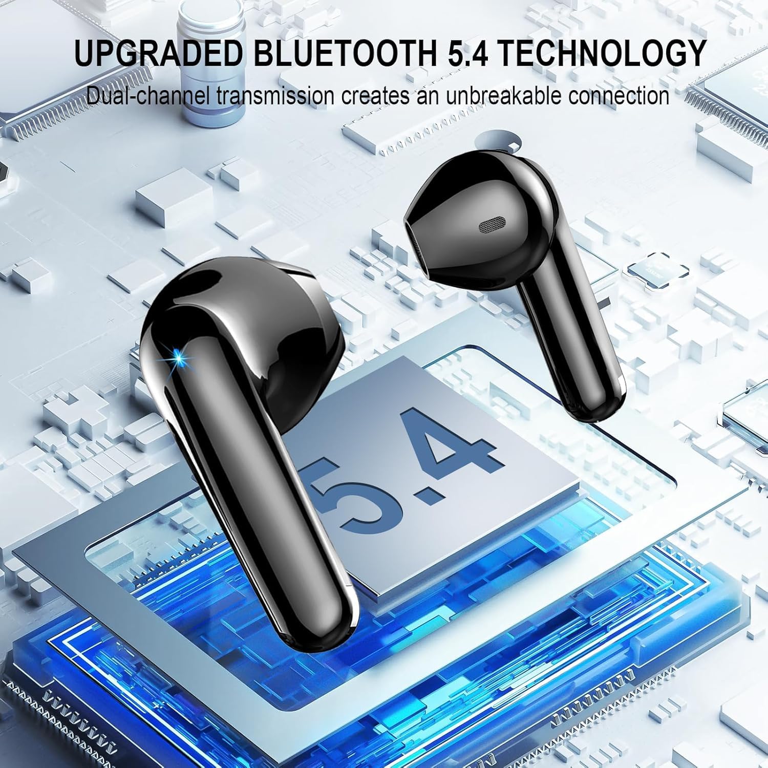 Cuffie Bluetooth 5.4 Con Cancellazione Rumore, 4 Mic ENC, Display LED, 50 Ore Di Autonomia, IP7 Impermeabili E Touch Control