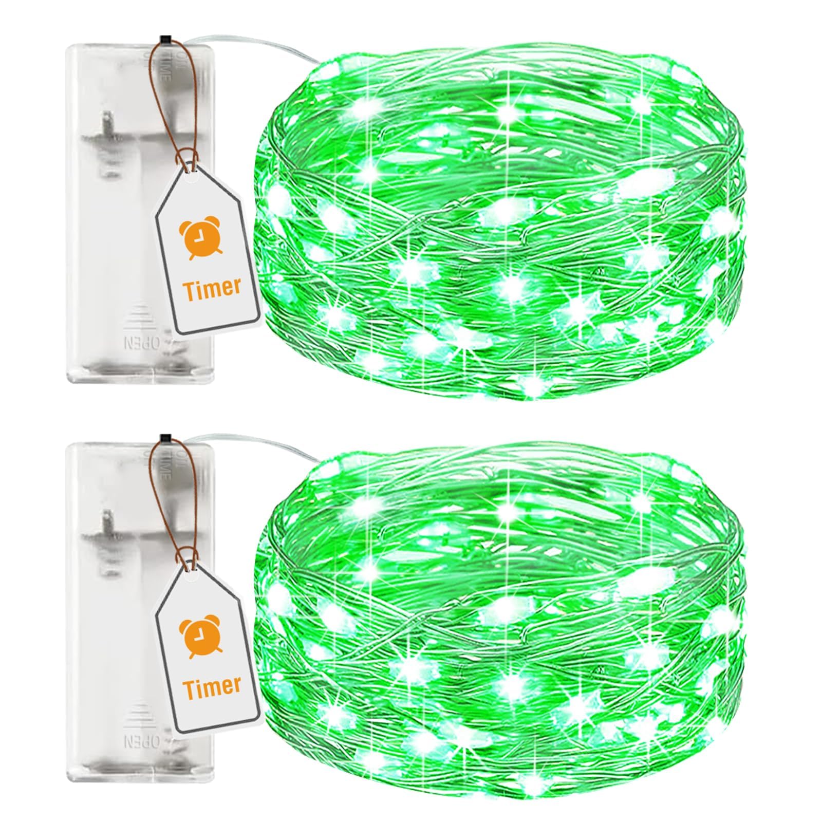 Btfarm Confezione 2 Luci A 50 LED: Timer E Dimmerabile, A Batteria/USB, Impermeabili, 5m - 5