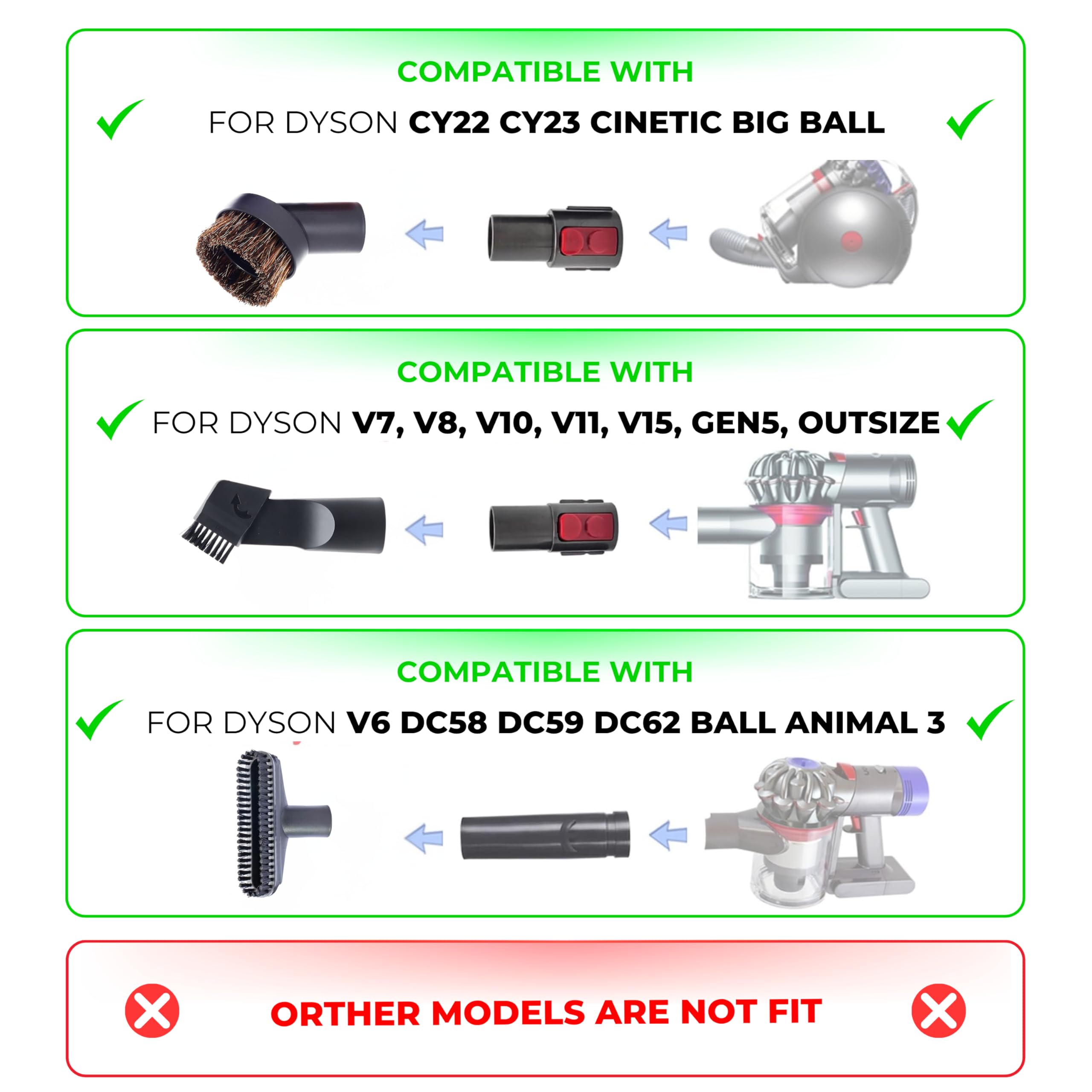 For Dyson Replacement Vacuum Attachments with 1.25