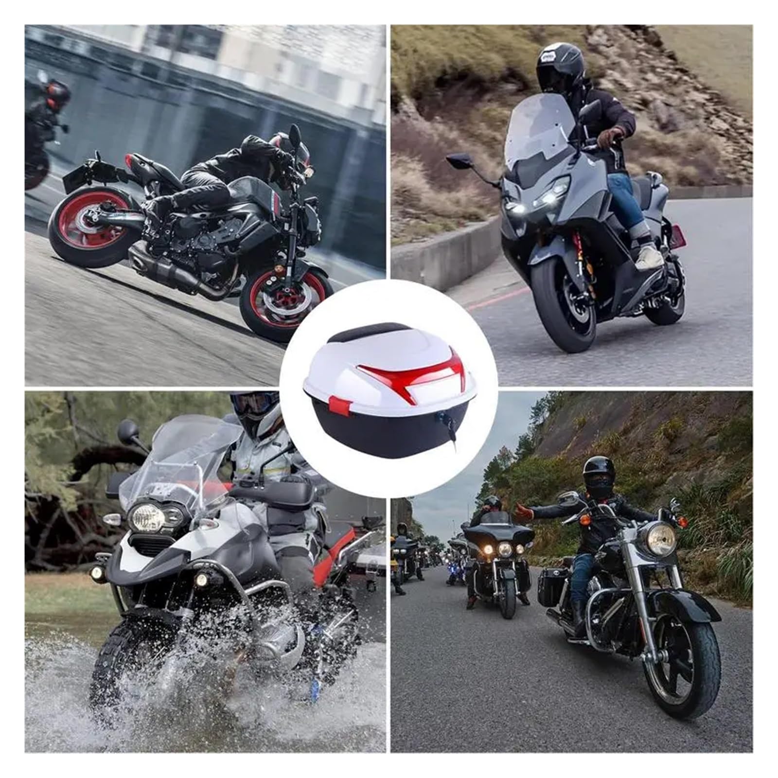 Niebieska tylna skrzynia motocyklowa z odblaskami - trwała walizka do bagażu rowerowego, pojemnik na plecak na siedzenie, idealne akcesoria do transportu motocykli