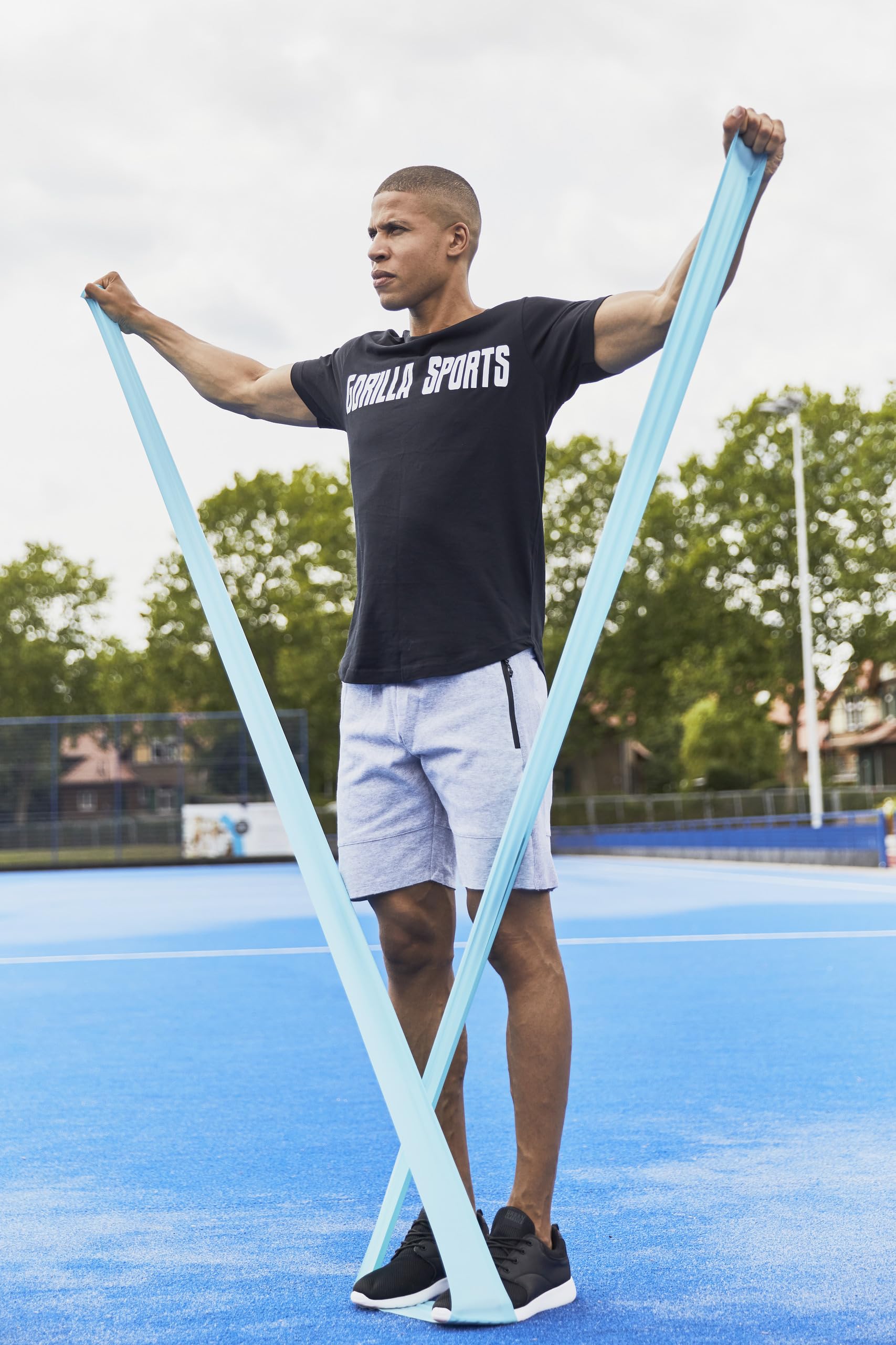 GORILLA SPORTS® Bande Elastiche - 5 Livelli di Resistenza e 2 Lunghezze 120 cm / 200 cm, Spessore 0,25 mm - 0,65 mm, in Lattice - Fasce Resistenza, Fasce Elastiche, Bande Fitness