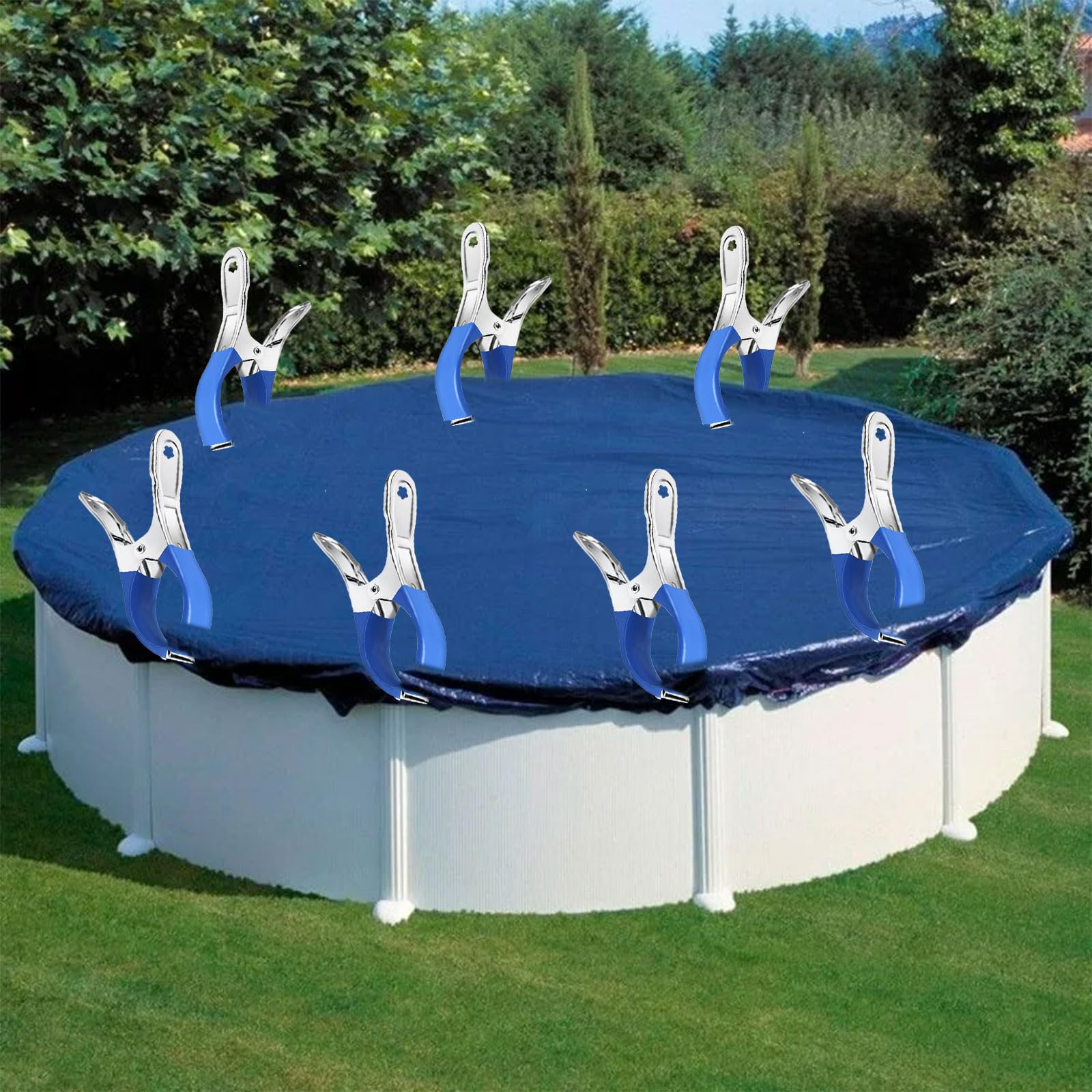 12 Pièces Métalliques pour Pince Serre Joint, Pince Bache Piscine de Fixation avec Feuille de Protection, Pinces pour Piscines Hors Sol, Pinces à Forte Tension pour Bâche de Couverture