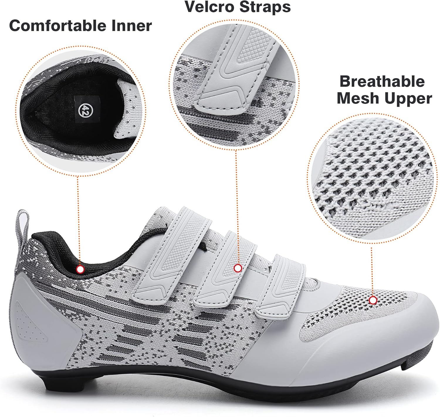 Unisex Road Bike Cycling Shoes Compatible with Peloton Shimano SPD Bike Riding Shoes for Men Women, 3 Straps, Pre-Installed Delta Cleats for Indoor Outdoor Cycling Biking - Image 6