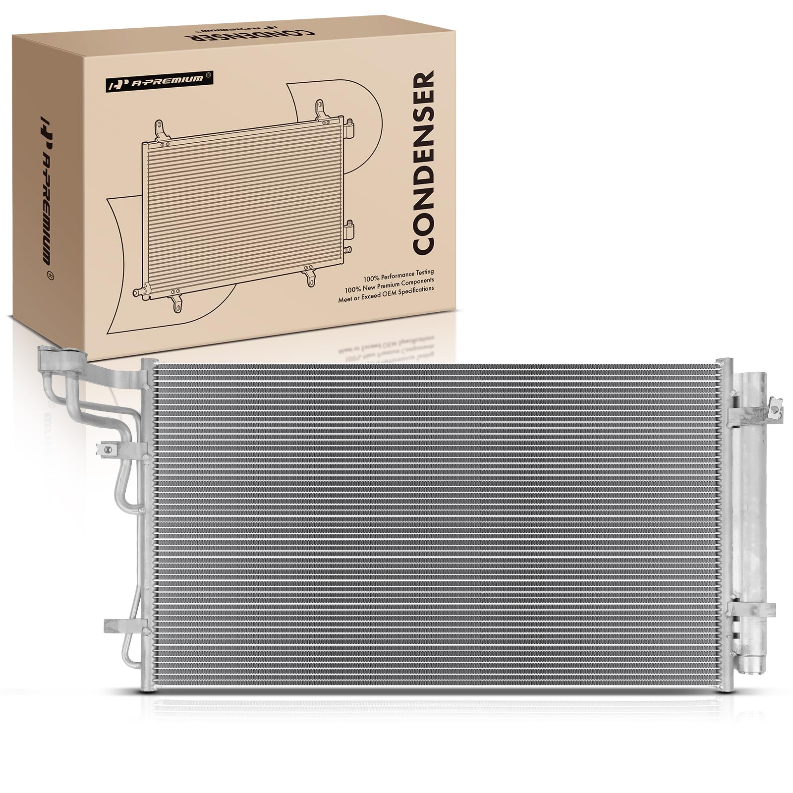 A-Premium Air Conditioning A/C Condenser Compatible with Hyundai Genesis 2009-2014, Equus 2011-2016, 3.8L 4.6L 5.0L, Replace# 7-3761, 976063N160