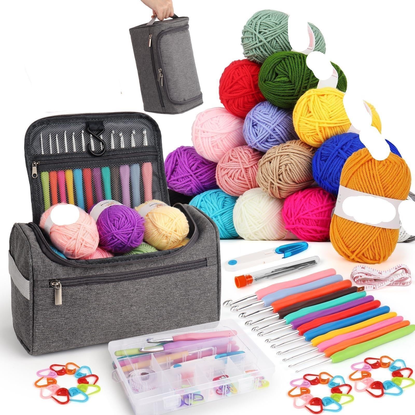 Kit de Ganchillo para Principiantes con Instrucciones, 16 Ovillos, 12