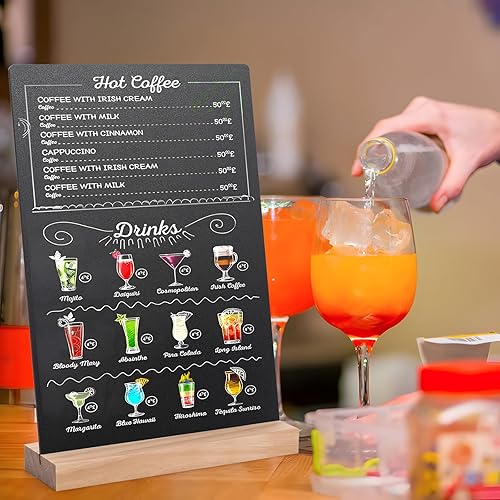 Miniatura 9 de ONUPGO Letreros de pizarra con caballete, letreros de comida de 8 x 12 pulgadas, pequeño caballete decorativo de mesa, pizarrón de tiza de madera