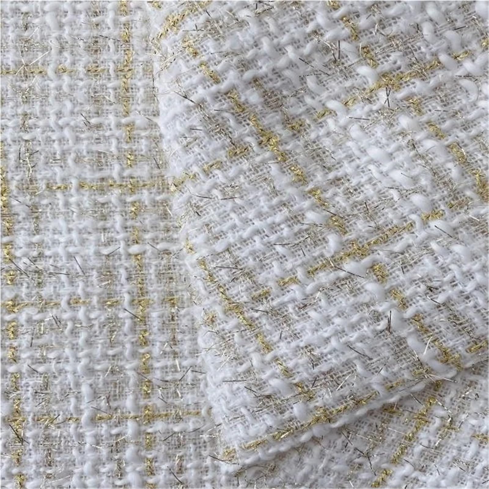 Tradycyjna tkanina tweedowa, Polyester Tweed Brocade Plaid Fabric Multicolor 1m x 150cm Woven DIY Sewing(Color 10)