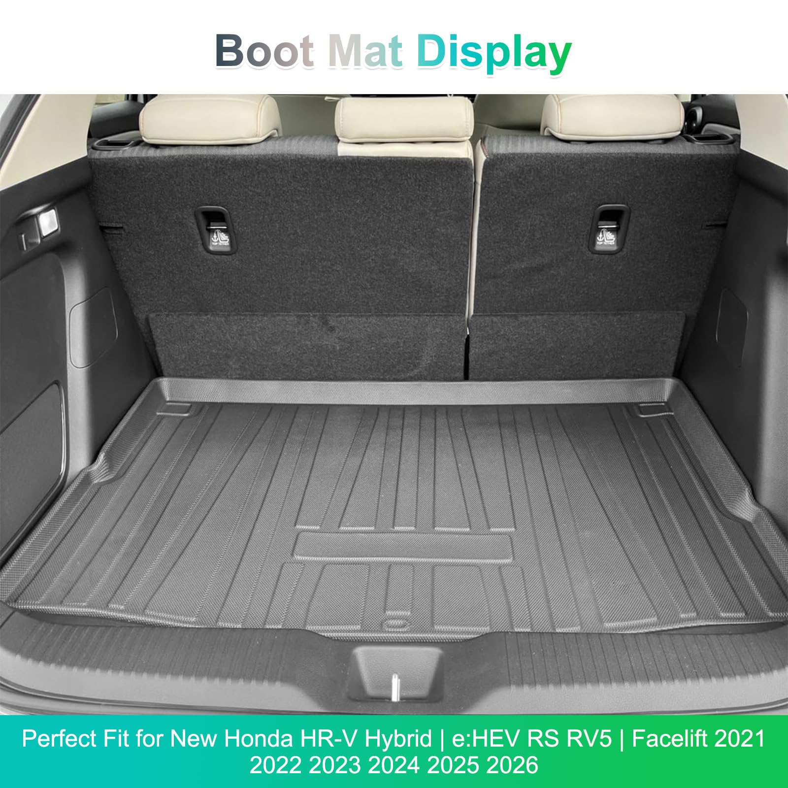 GAFAT Compatible met Honda HR-V 2022-2025 2026 Kofferbakmat, Facelift HRV 2026 Rubberen Matten Antislipmatten, TPE All-Weather Originele 3D-Scanner, HR-V 2025 Accessoires